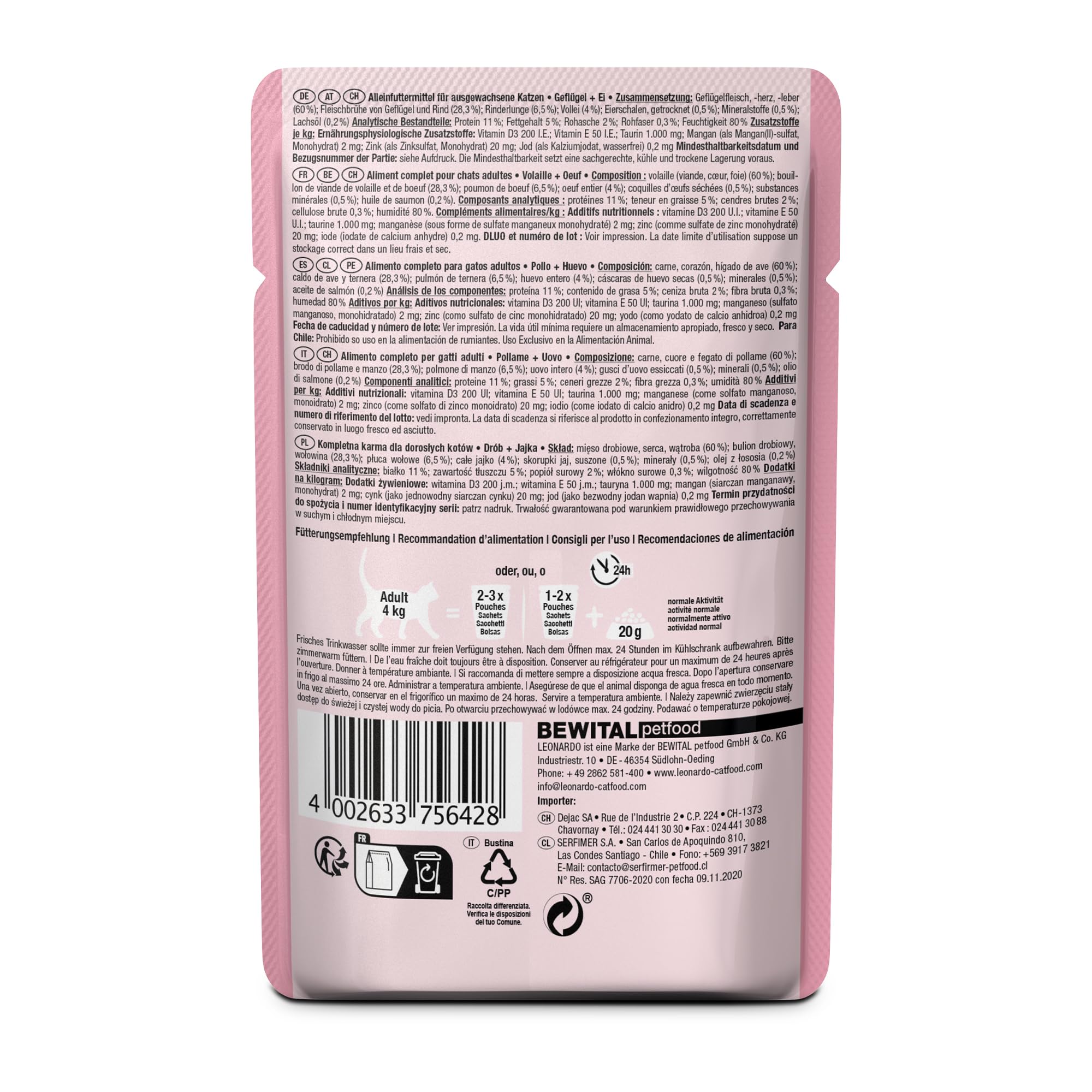 LEONARDO Frischebeutel [16x85g Kaninchen + Cranberries] | Getreidefreies Nassfutter für Katzen | Feuchtfutter Alleinfutter im Einzelportionsbeutel