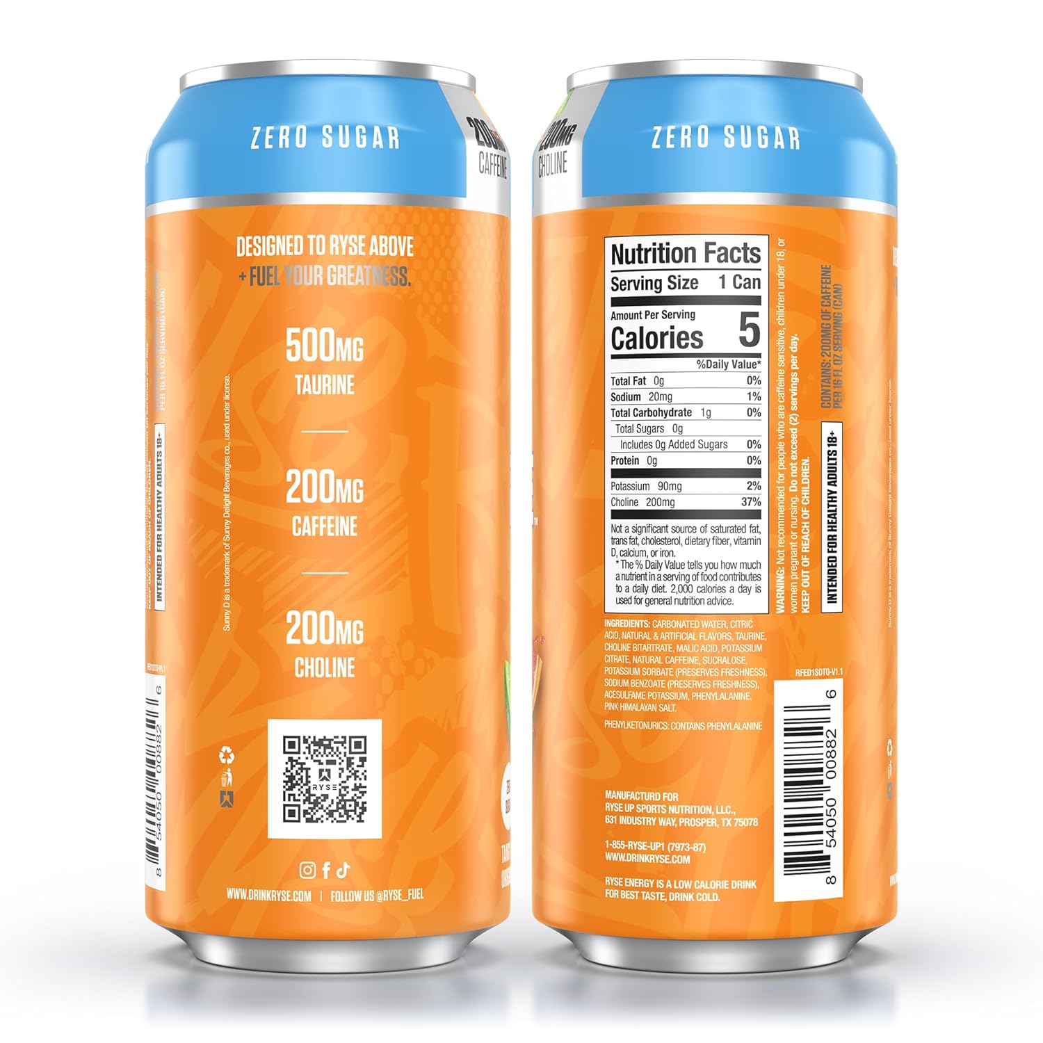RYSE Fuel Energy Drink - Variety Pack - Sugar Free, Gluten Free & Vegan - 200mg Natural Caffeine, Taurine & Choline for Focus & Energy - No Artificial Colors - 16 fl oz Cans (12-Pack)