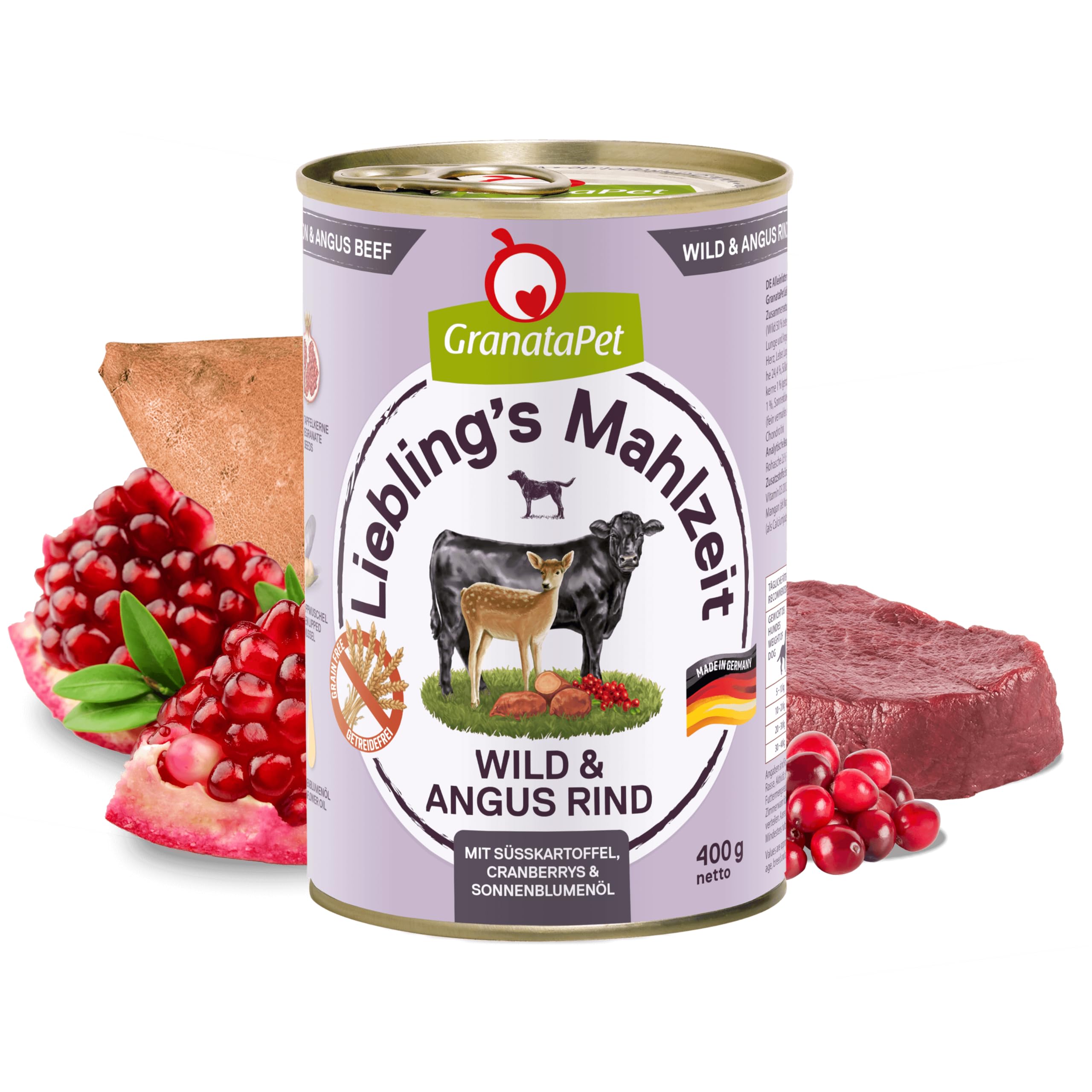 GranataPet Liebling's Mahlzeit Multipack 2, Nassfutter für Hunde im Probierpaket, Alleinfuttermittel ohne Getreide, Hundefutter mit hohem Fleischanteil & hochwertigen Ölen, 6 x 800 g