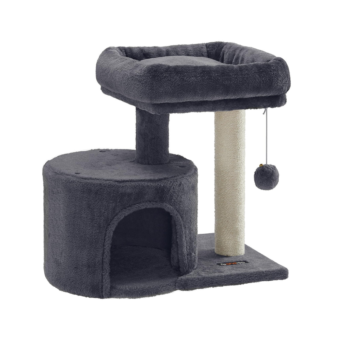 Feandrea Kratzbaum klein, Katzenbaum mit Sisalstamm, Katzenkratzbaum mit gepolsterter Plattforme, für Kätzchen, hellgrau PCT50W