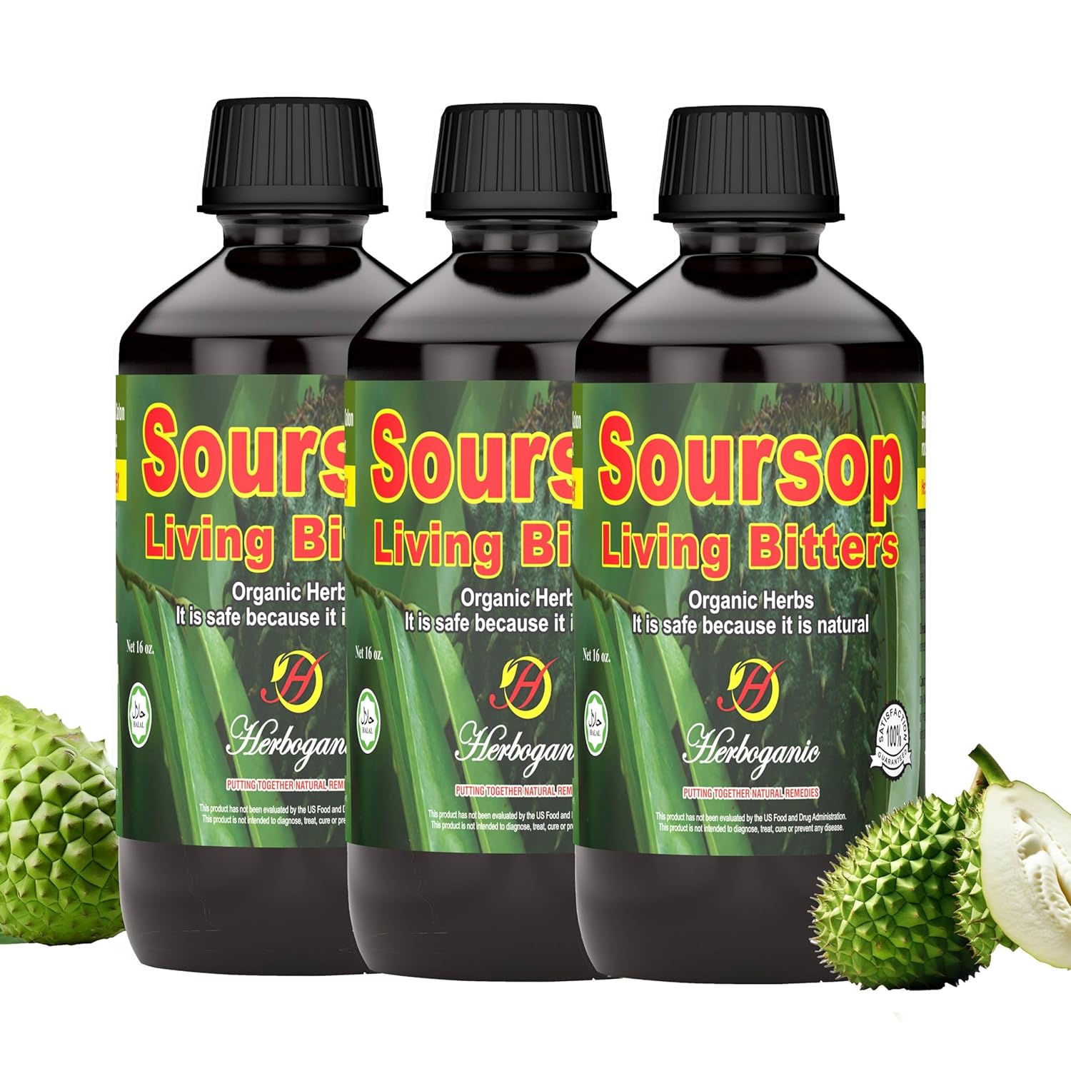 Herboganic Soursop Bitters Liquid | Natural Living Bitters for overall wellness 16 OZ | Soursop Bitters