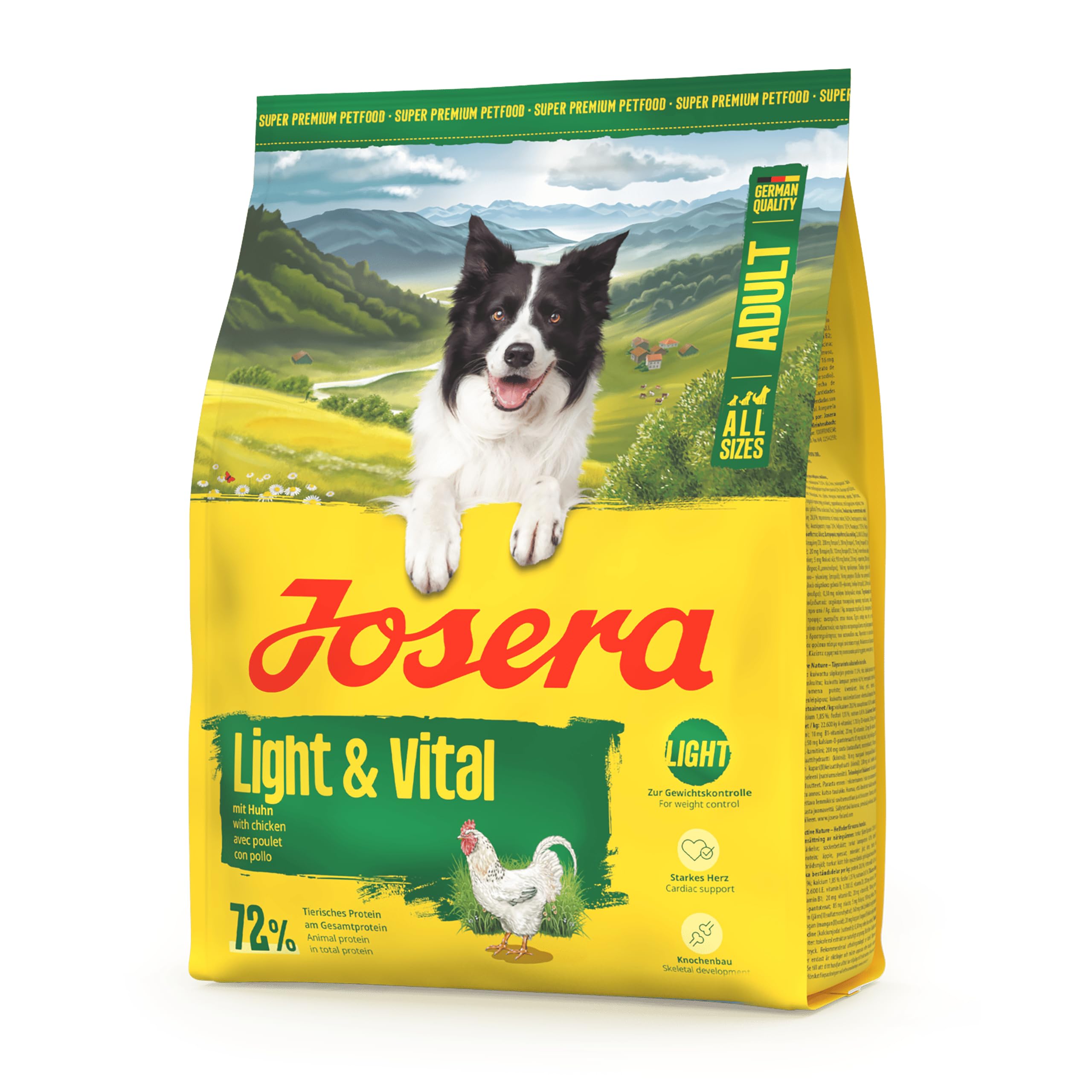 JOSERA Adult Light & Vital Huhn (1 x 12,5 kg) | Premium Trockenfutter für ausgewachsene Hunde | mit Erbse | wenig Fett & viel Protein zur Gewichtskontrolle | leicht verdaulich | weizenfrei |1er Pack