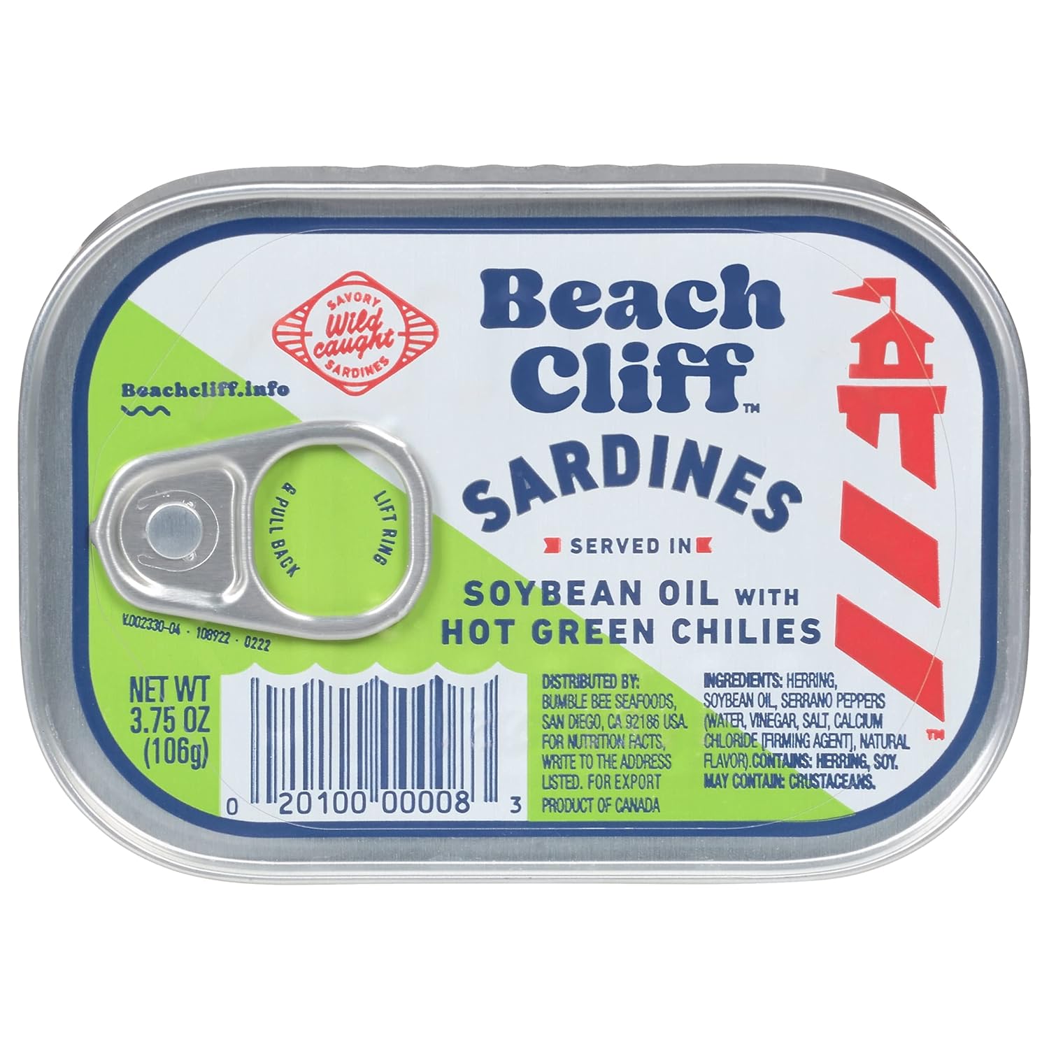 Beach Cliff Sardines in Water, 3.75 oz Can (Pack of 12) - Wild Caught Sardines - 12g Protein per Serving - Gluten Free, Keto Friendly