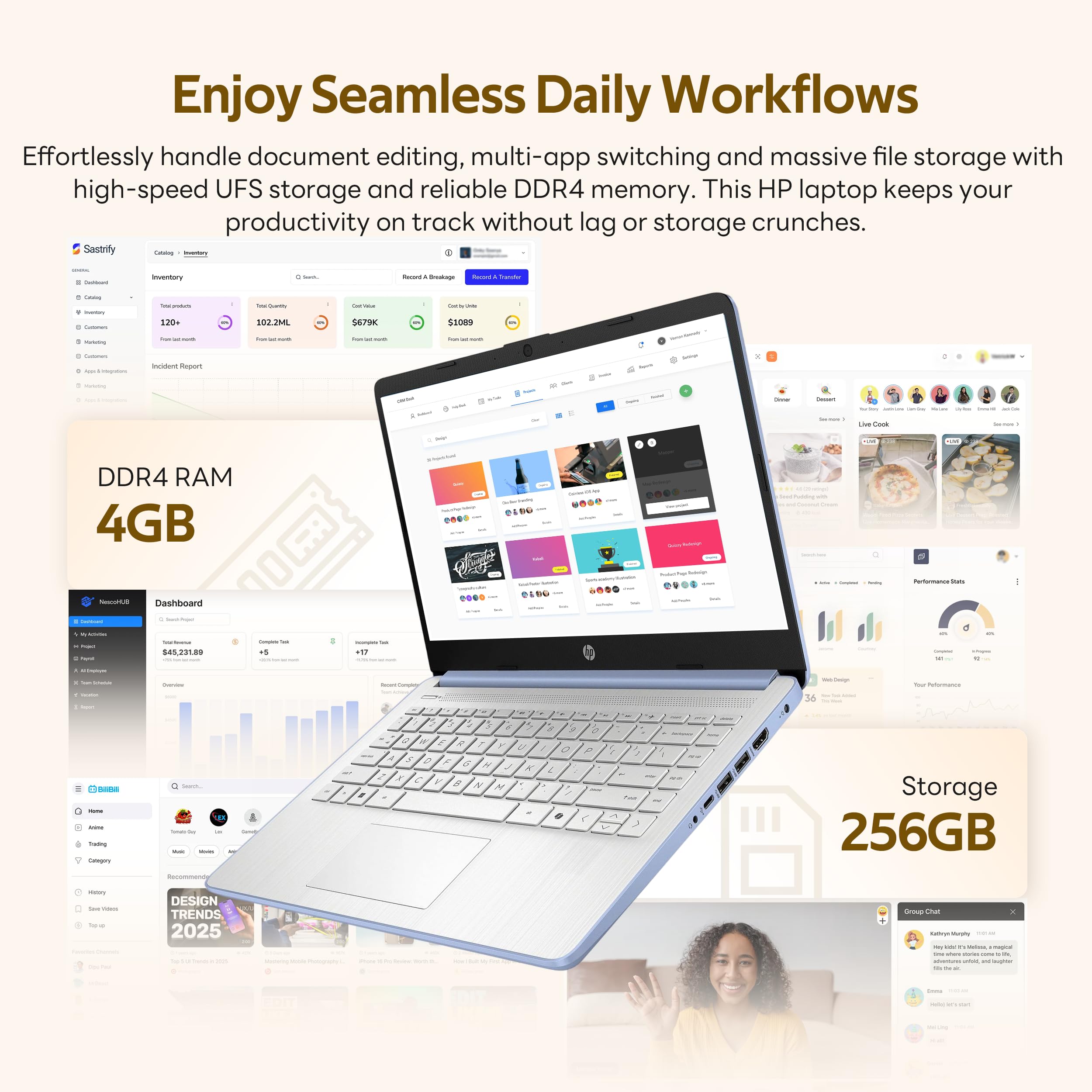 HP Stream 14" HD BrightView Laptop, Intel Celeron N4120, 16GB RAM, 288GB Storage (128GB UFS + 160GB Docking Station Set), Intel UHD Graphics, 720p Webcam, Wi-Fi, 1 Year Office 365, Win 11S, Silver