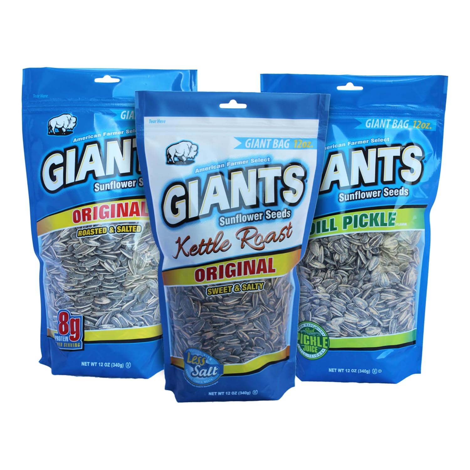 GIANTS Original Sunflower Seeds - Sunflower Seeds to Eat, Sunflower Seeds Bulk, Lightly Salted Sunflower Seeds for Eating, High Protein Snack - 5.75 oz Resealable Bags (Case of 12)