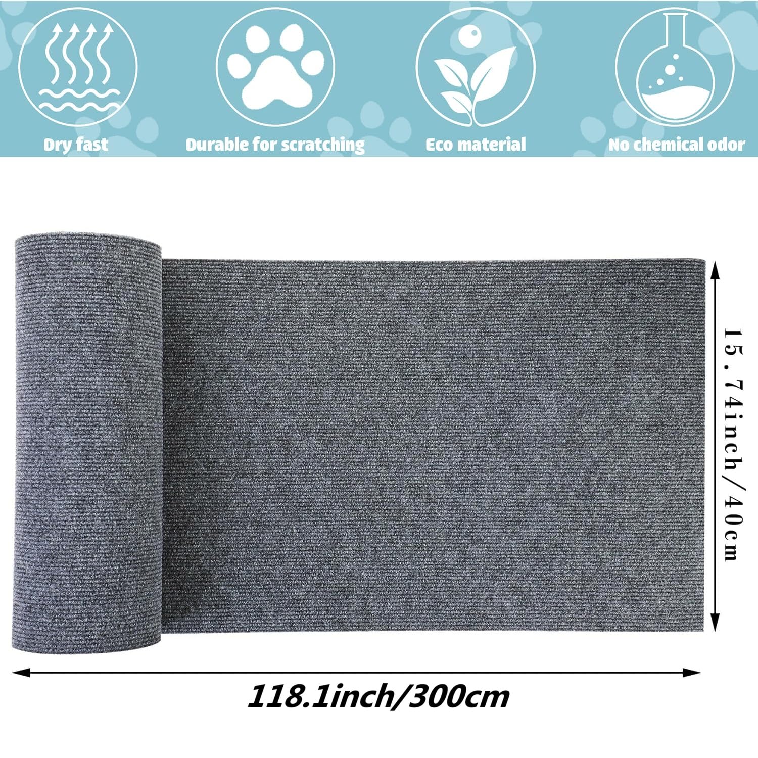 200cmx40cm Selbstklebend Kratzmatte, DIY Kratzbrett, Kratzschutz Sofa, Katzenkratzmatte, AntiKratz Tape für Katzenständer, Holzgriff, Katzenturm