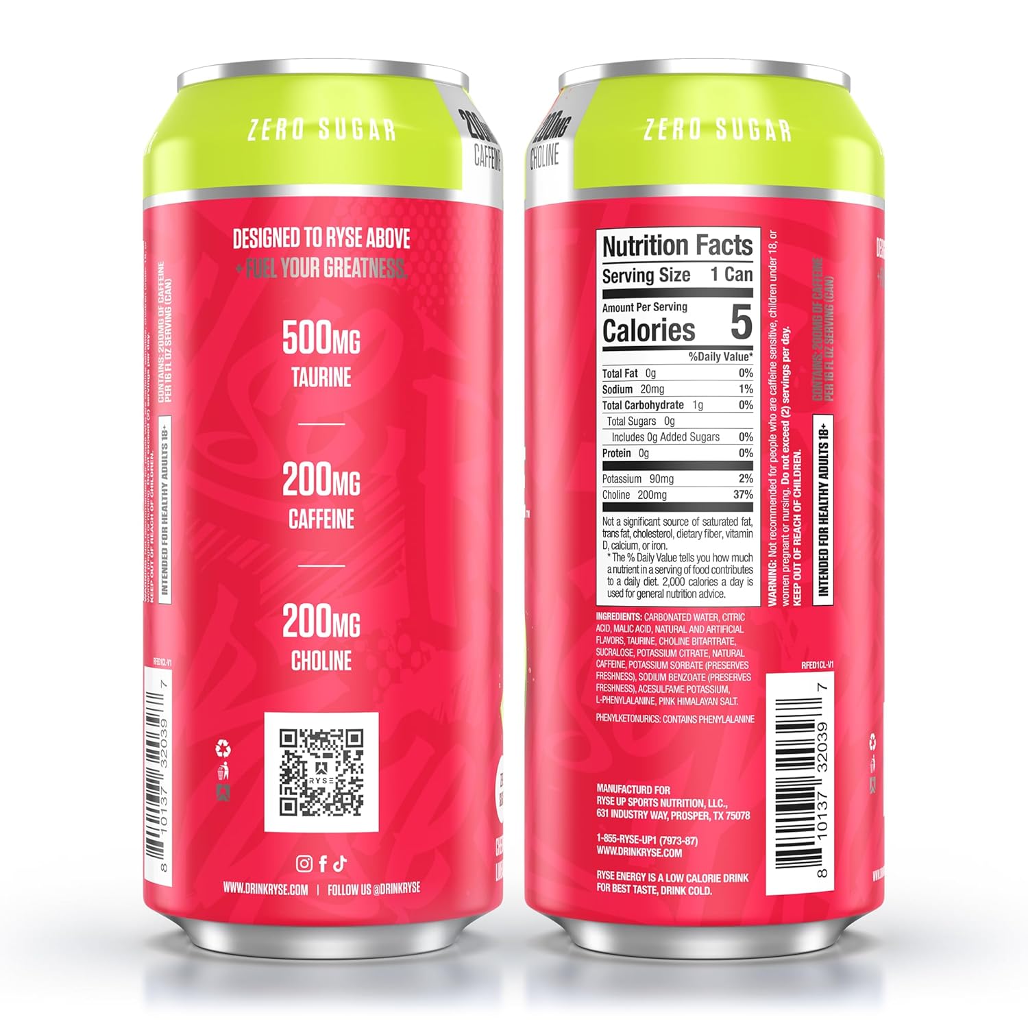 RYSE Fuel Energy Drink - Variety Pack - Sugar Free, Gluten Free & Vegan - 200mg Natural Caffeine, Taurine & Choline for Focus & Energy - No Artificial Colors - 16 fl oz Cans (12-Pack)
