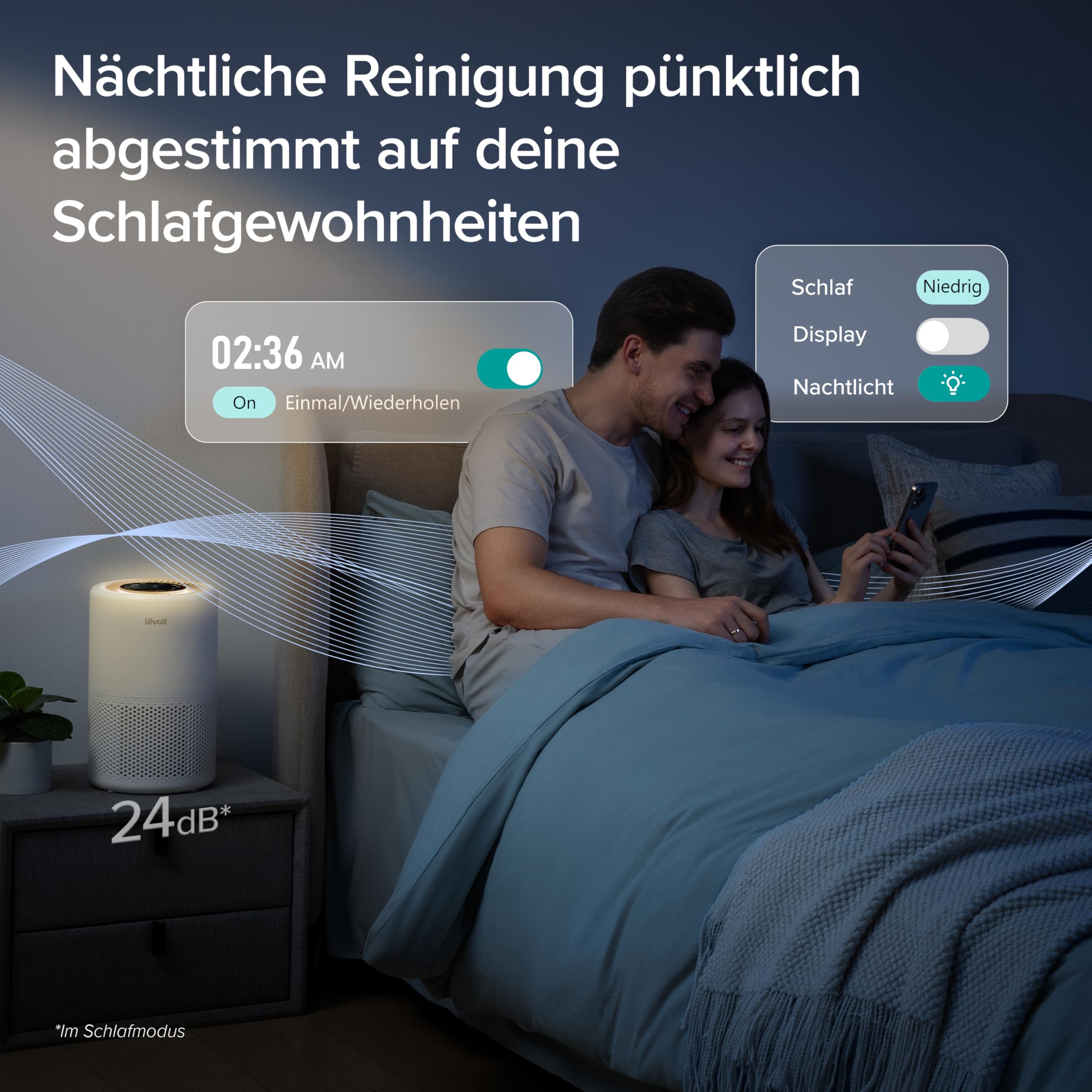 Levoit Luftreiniger mit HEPA Luftfilter gegen 99,97 Prozent Schimmel Staub Pollen Tierhaare, Luftqualitäts-Feedback und Auto-Modus, CADR 240m³/h für Raucherzimmer, bis zu 50m², Weiß