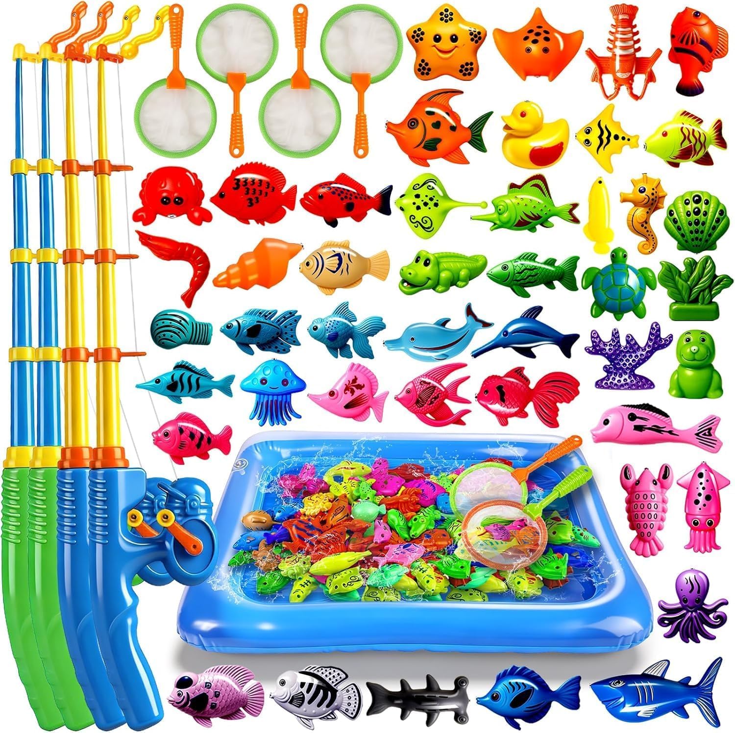 30 Pcs. Angelspiel Magnetisch Wasserspielzeug Kinder Outdoor Pool Spielzeug Kinder ab 3 4 5 Jahre Badewannenspielzeug Badespielzeug Gartenspielzeug für Kinderpool/Planschbecken/Strand