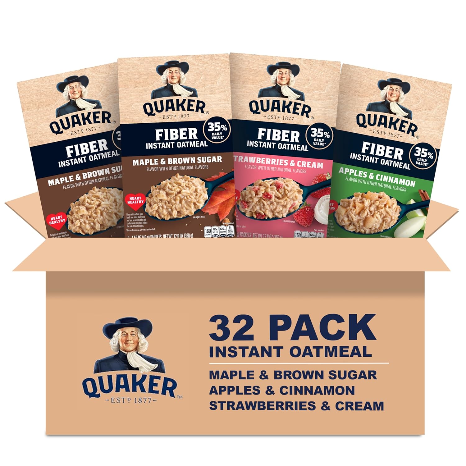 Quaker Instant Oatmeal, 2-Flavor Gluten-Free Variety Pack, 32 Count