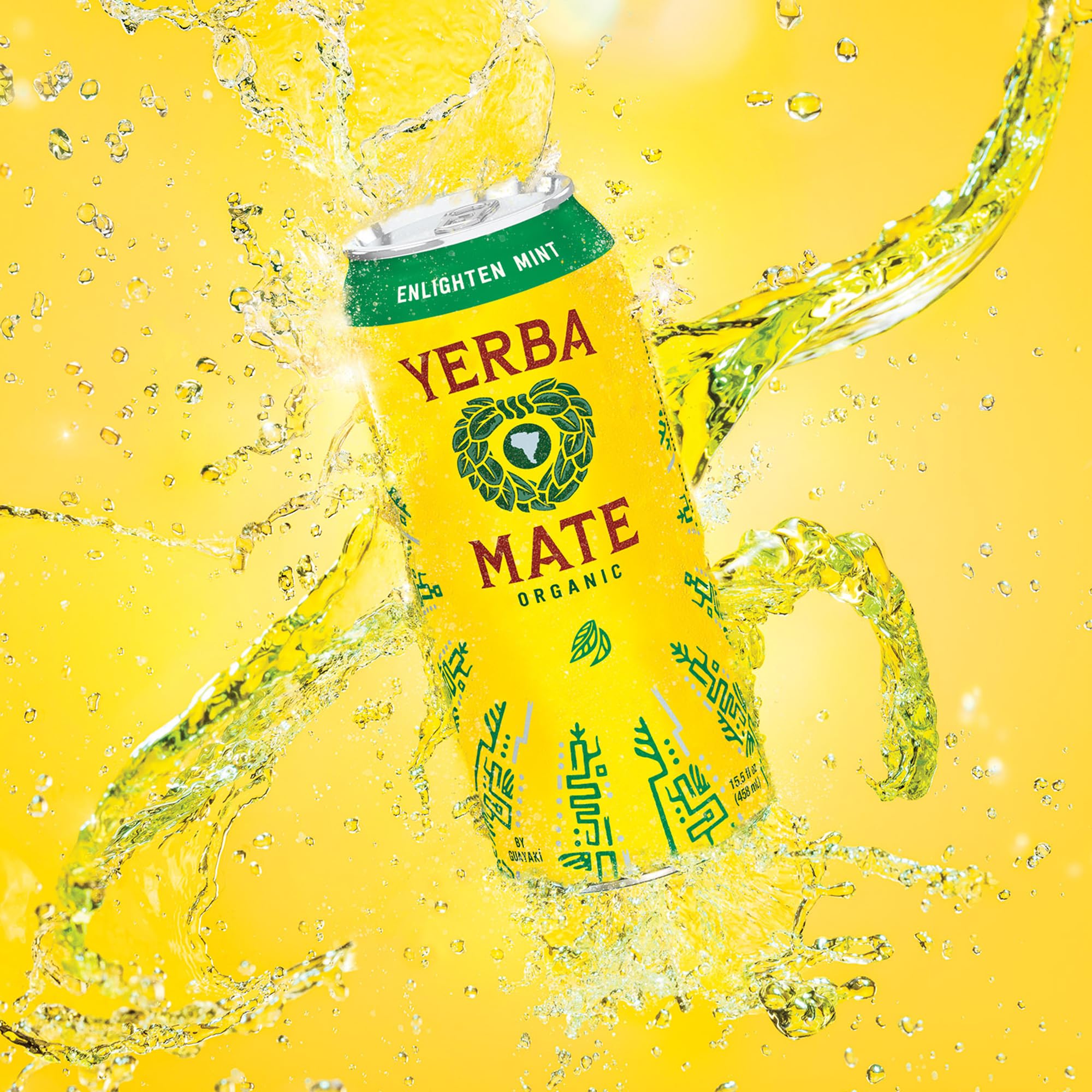 Yerba Madre Organic Yerba Mate, Enlighten Mint, 150mg Natural Caffeine, Energy Drink Alternative, No Jitters or Crash, 15.5 Oz Cans (Pack of 12)