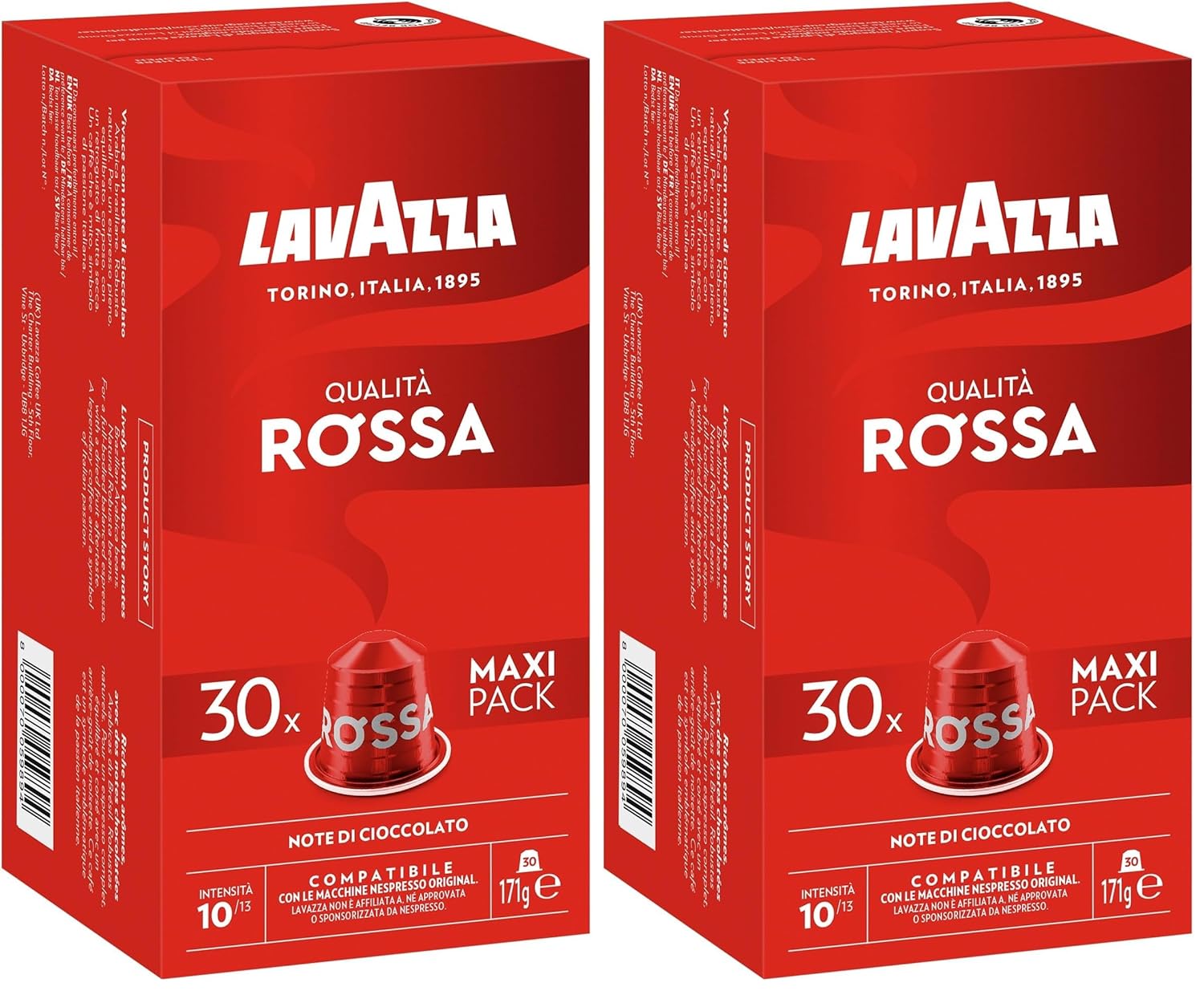 Lavazza Espresso Qualita Rossa , vollmundiger und ausgewogener Espresso, 30 Kapseln, Nespresso kompatibel