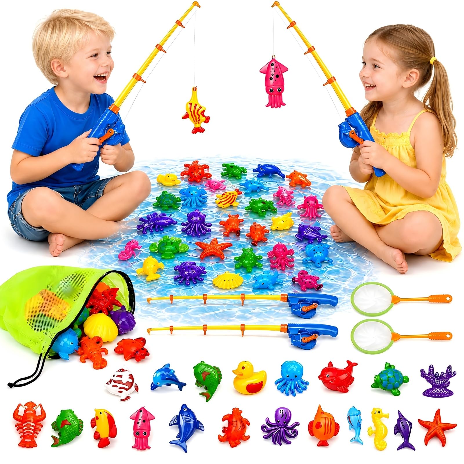 30 Pcs. Angelspiel Magnetisch Wasserspielzeug Kinder Outdoor Pool Spielzeug Kinder ab 3 4 5 Jahre Badewannenspielzeug Badespielzeug Gartenspielzeug für Kinderpool/Planschbecken/Strand