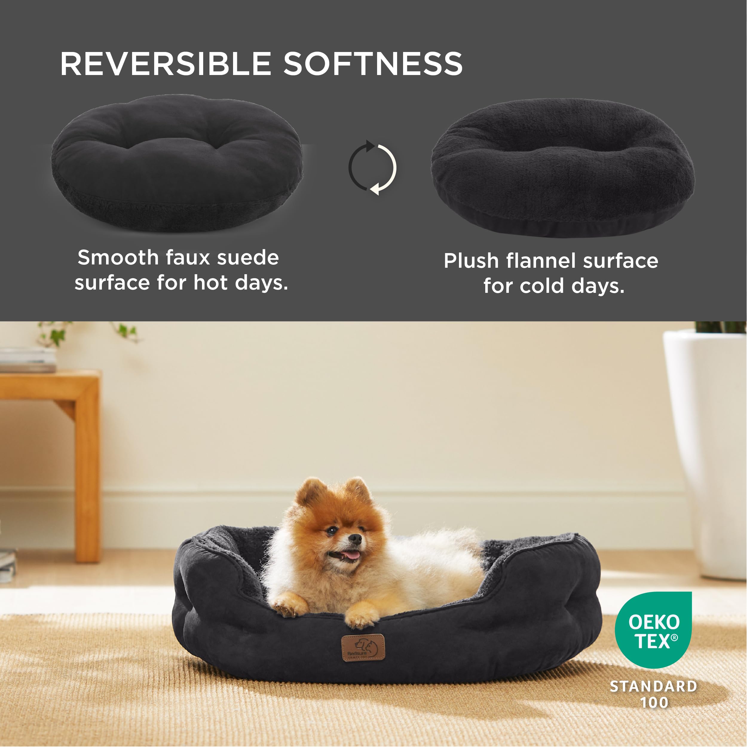 BEDSURE Katzenbett waschbar Katzen Bettchen - 51x48x15cm Katzenkorb mit Zweiseitig Innenkissen Katzenschlafplatz für Katzen oder kleine Hunde,Grau