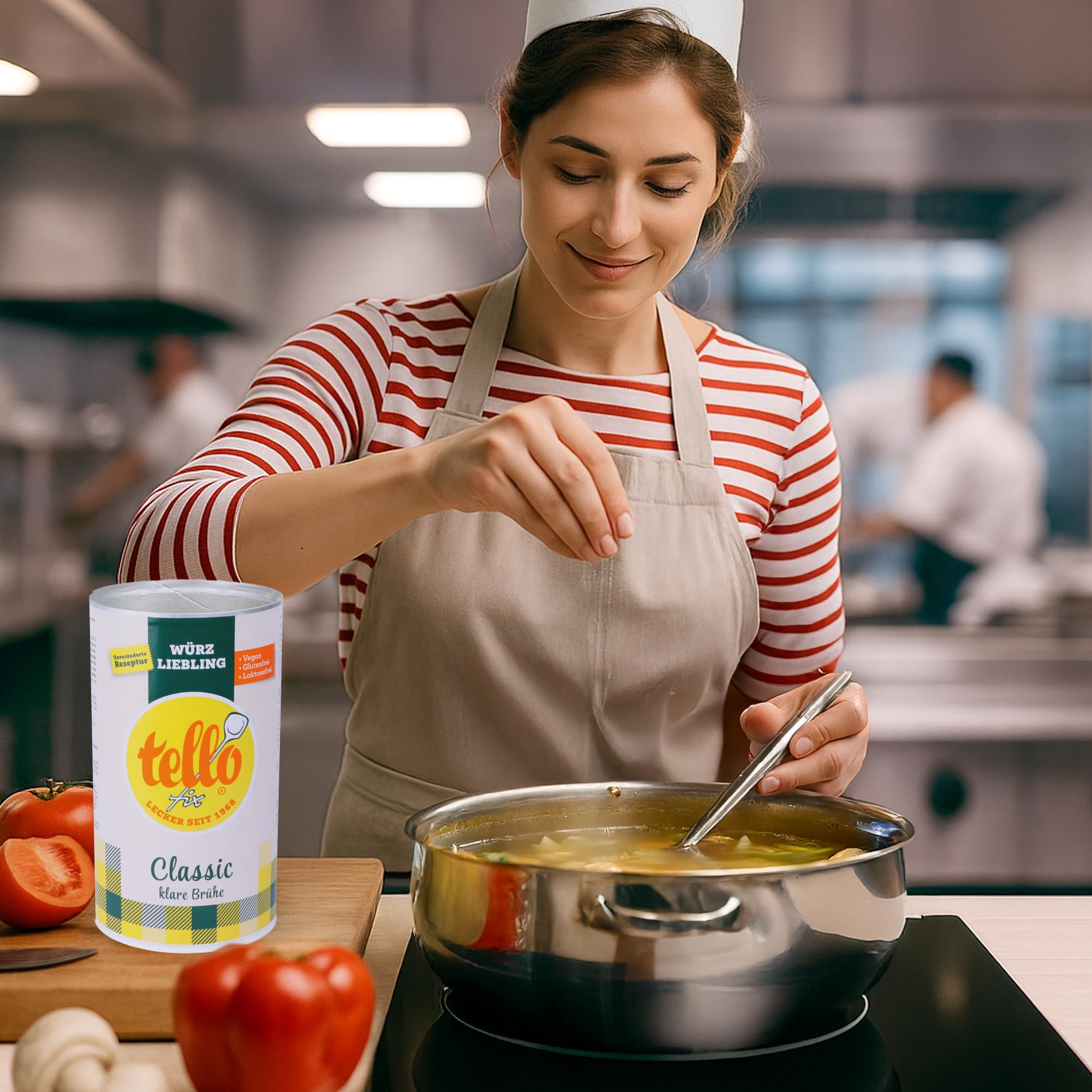 tellofix Classic Klare Brühe 900g, vielseitige Gemüse Brühe, als Universal-Würzmittel zum Verfeinern von Suppen - kalorienarm, glutenfrei, lactosefrei & vegan, keine Farb- oder Konservierungssstoffe