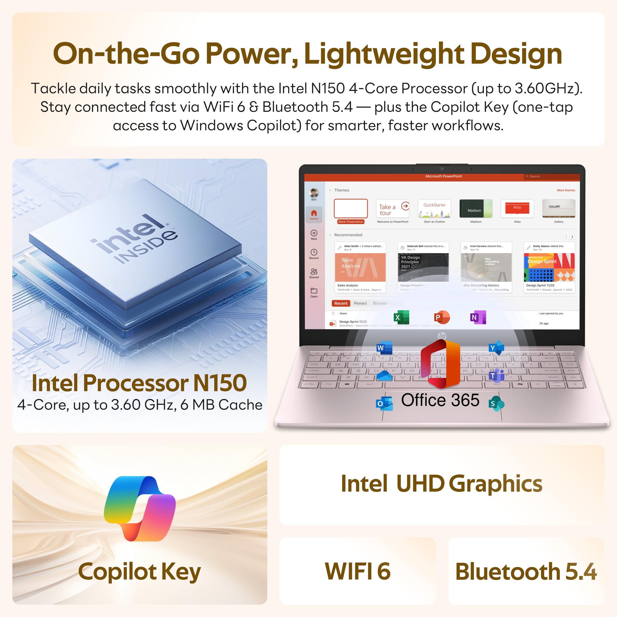 HP Stream 14" HD BrightView Laptop, Intel Celeron N4120, 16GB RAM, 288GB Storage (128GB UFS + 160GB Docking Station Set), Intel UHD Graphics, 720p Webcam, Wi-Fi, 1 Year Office 365, Win 11S, Silver