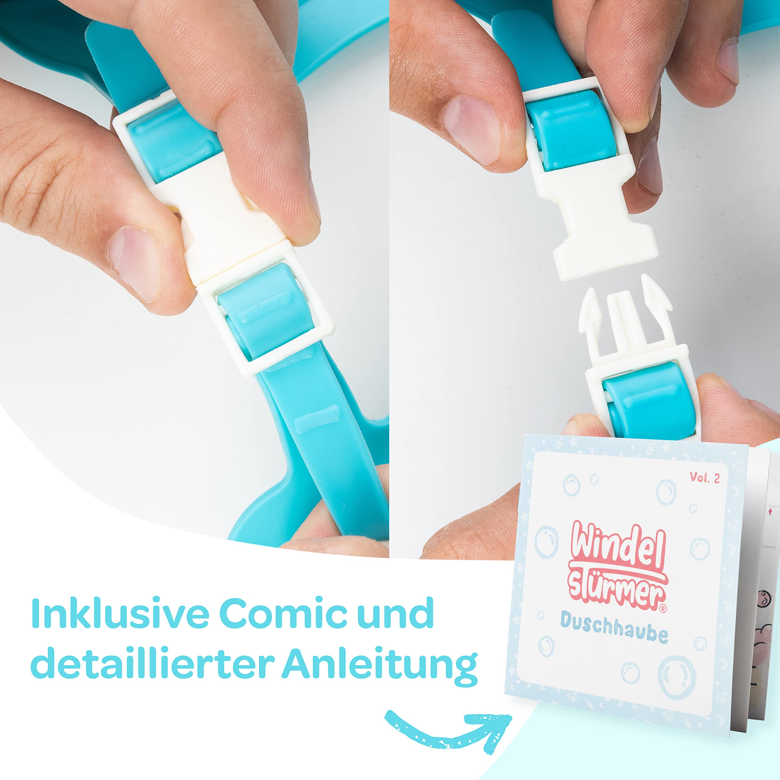 Duschhaube Kinder –- eine Duschhaube für sorgenfreies Haare waschen Kinderschutz (Blau)