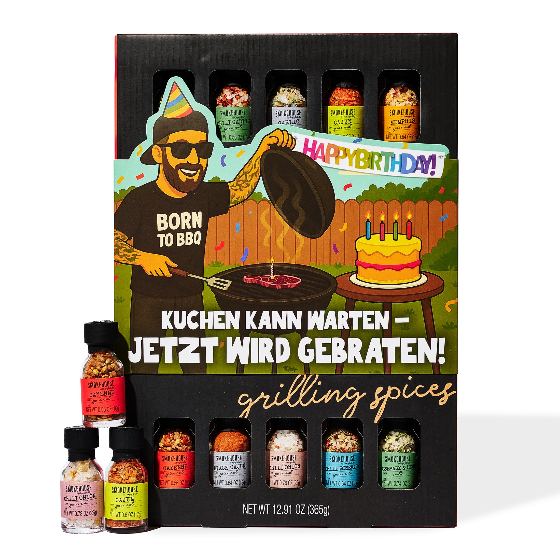 Thoughtfully BBQ Gewürze Geschenkset - Set mit 20 Grillgewürzen & BBQ Gewürzmischungen – Gewürze Set für Grillen & Barbecue – Geschenk zum Vatertag