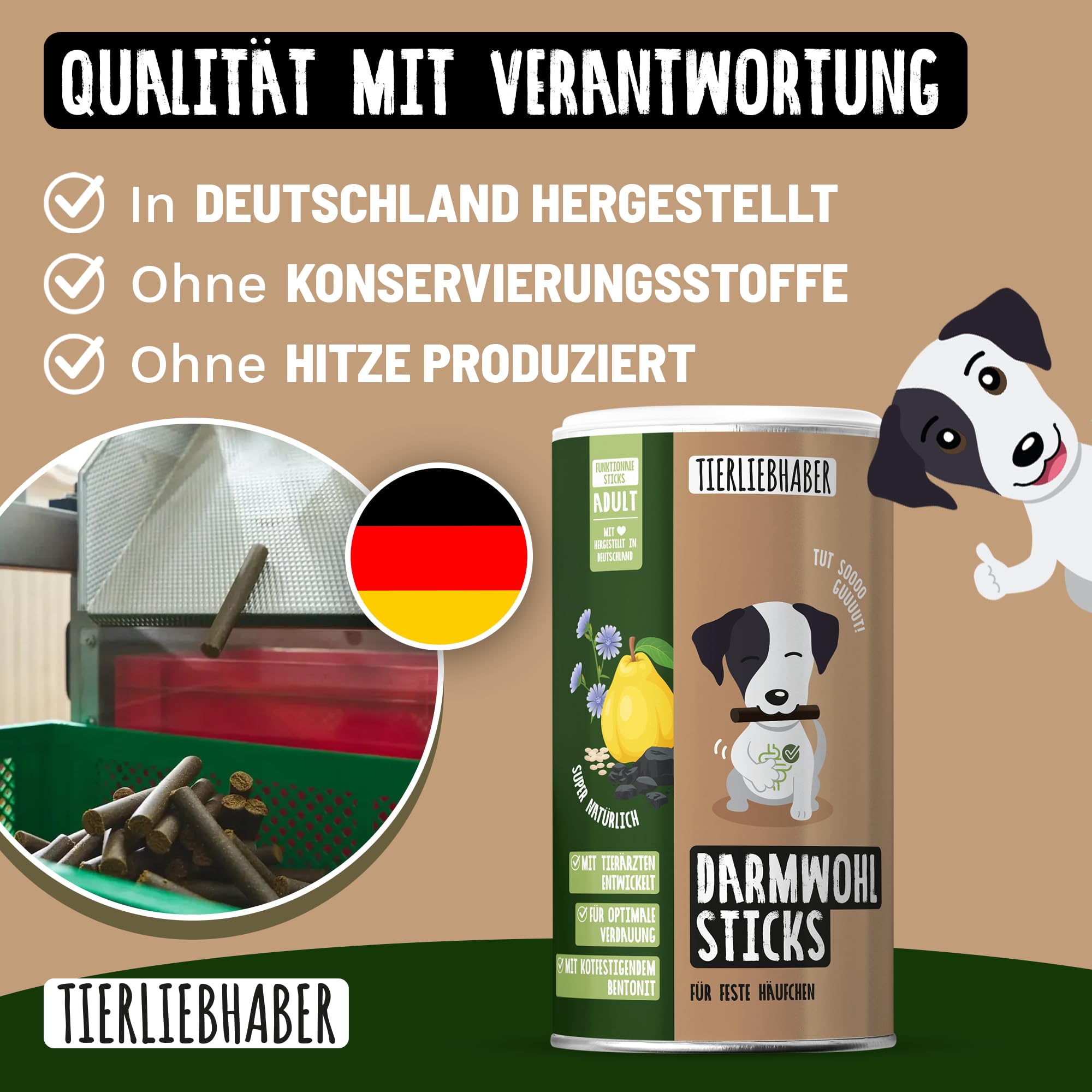 TIERLIEBHABER – Gras- & Kotfresser Drops bei Sodbrennen Hund mit Ulmenrinde für Hunde – Tierärztlich entwickelt – Hund Sodbrennen Drops angereichert mit Moor und Fenchel – 350 g mit ca. 160 Drops