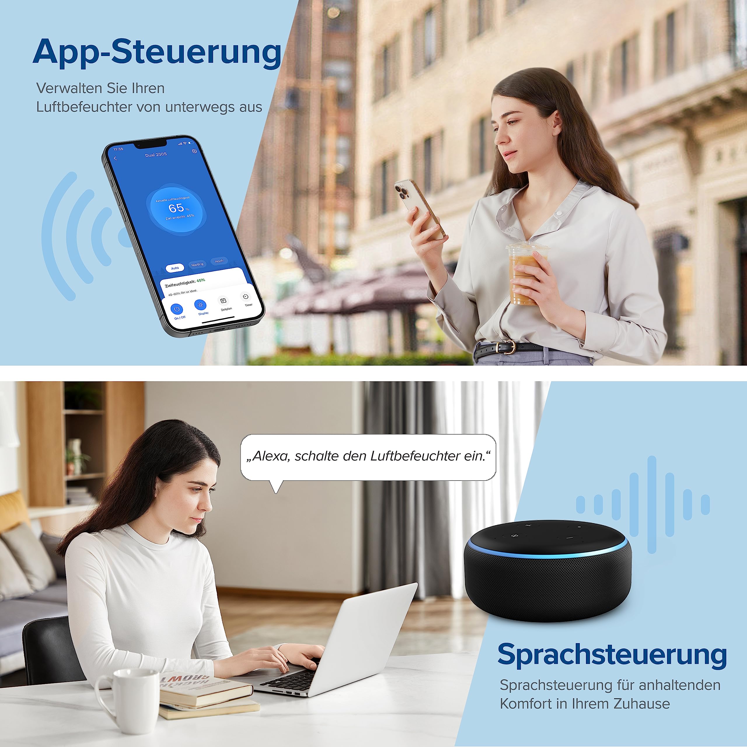 Levoit Luftbefeuchter Schlafzimmer, 23dB leise Humidifier, Top-Fill für Baby, bis 25H, Raumbefeuchter mit 360 grad Drehdüse für Kinderzimmer, Pflanzen, Auto Shut-off, 2,5 L, Weiß