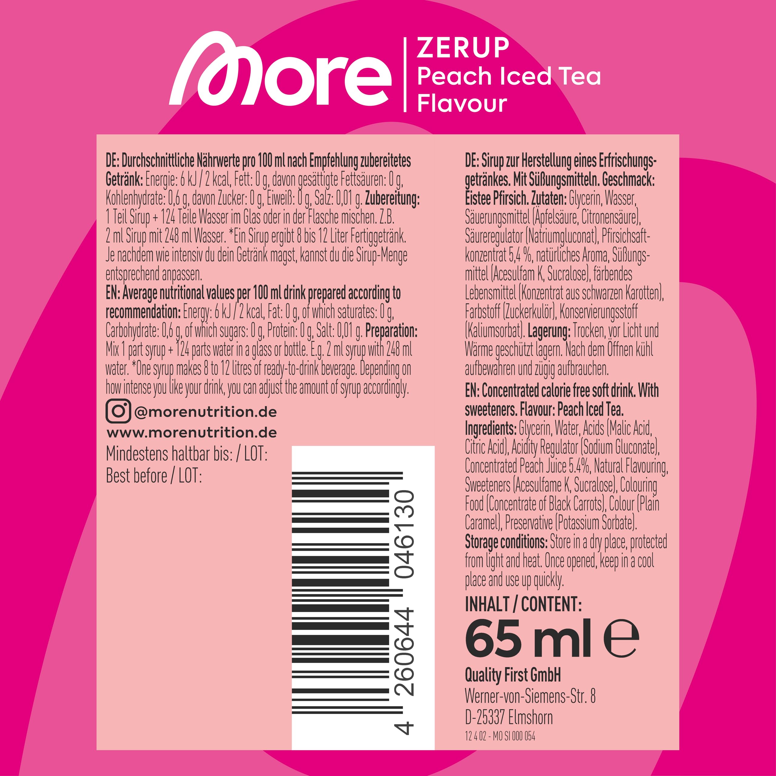 MORE Zerup, mixed 6er Bundle, 6 x 65 ml, verschiedene Sorten, für bis zu 48 l Fertiggetränk, zuckerfreier Sirup mit u.a. echten Fruchtextrakten, vegan, zero Kalorien - made in Germany