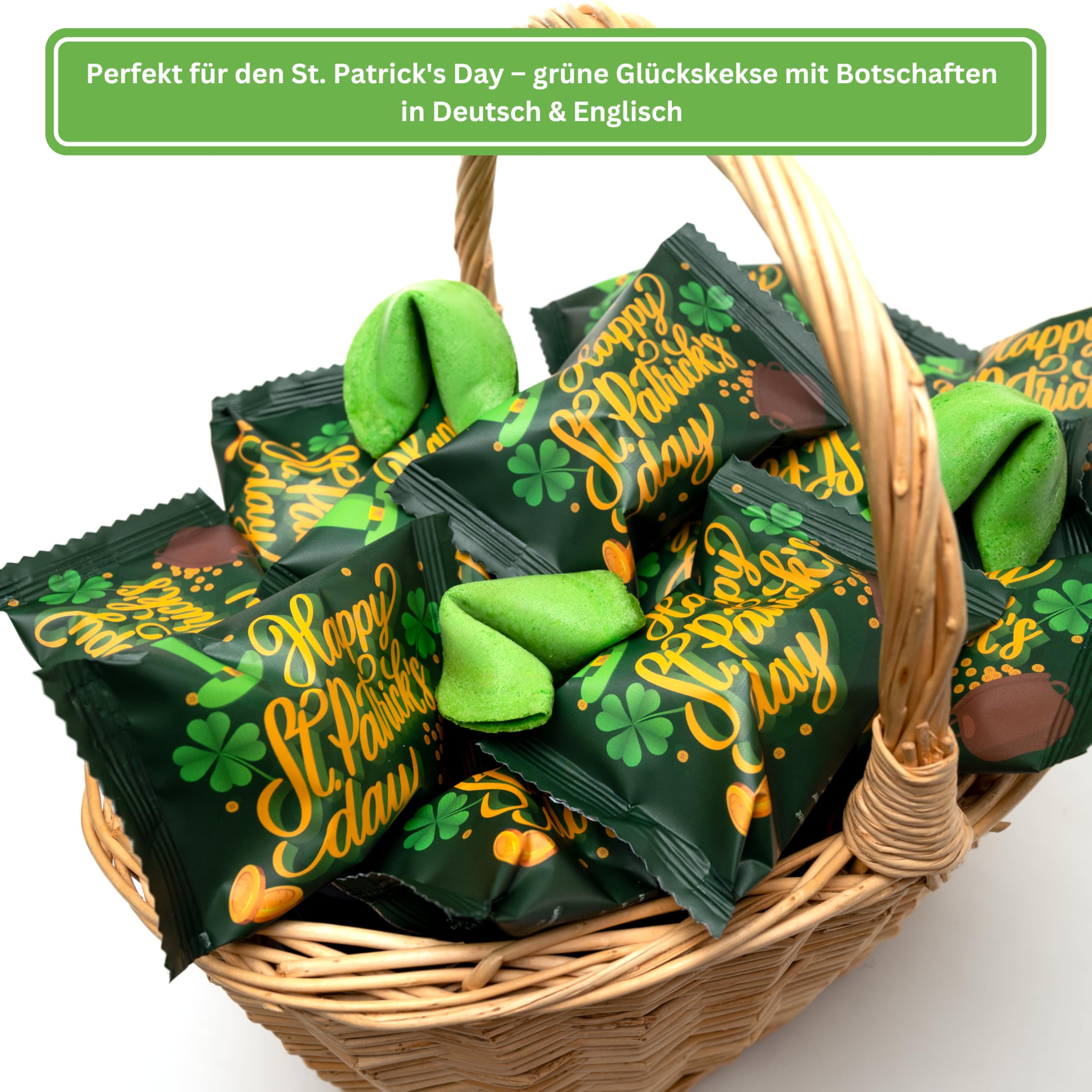 Lucky Treats Glückskekse - 25 Stück - Schön, dass du da bist - Gastgeschenke Hochzeit Deko - Sprüche auf Deutsch & Englisch - regional hergestellt