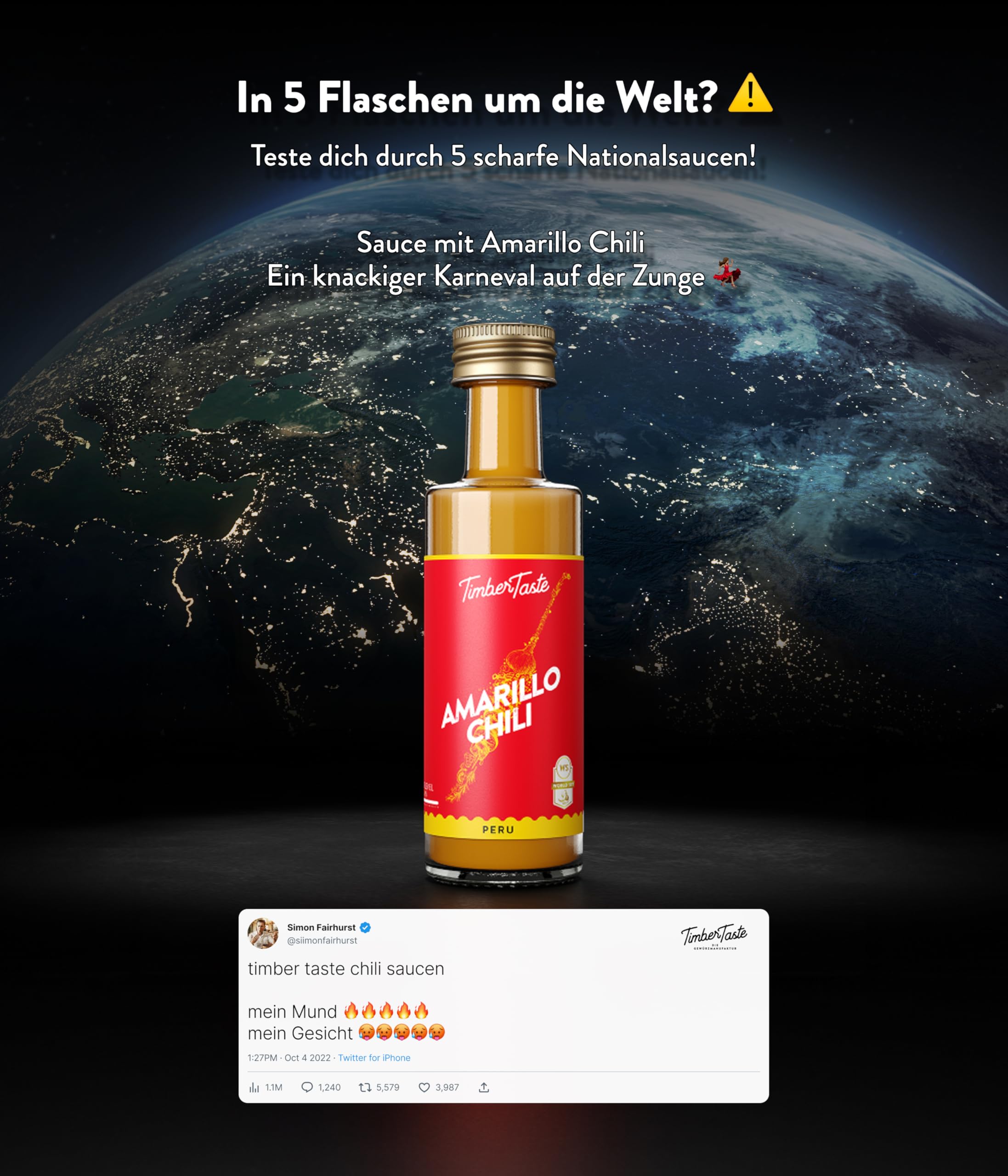 TIMBER TASTE® Chili Geschenkset scharfe Soßen Set - 5 Hot Sauce Set je 40ml in Geschenkverpackung für Liebhaber & Genießer scharfer Saucen | Ostergeschenk Mann | kleine Ostergeschenke Männer