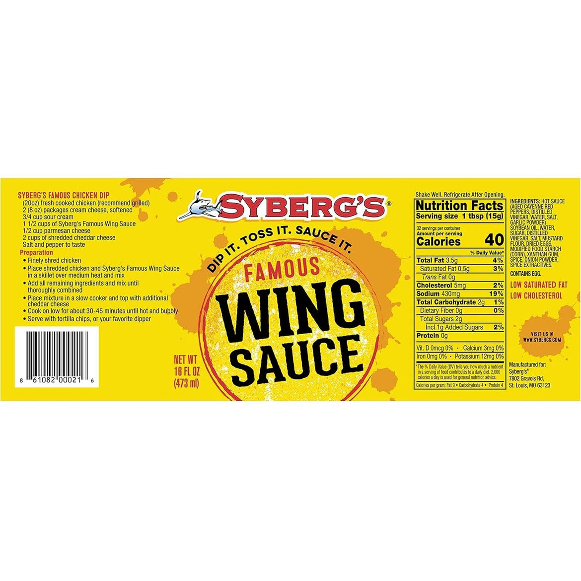 Syberg's 'Home of the Best Wings in St. Louis' | Famous Wing Sauce | 16 Fl Oz/473 ml