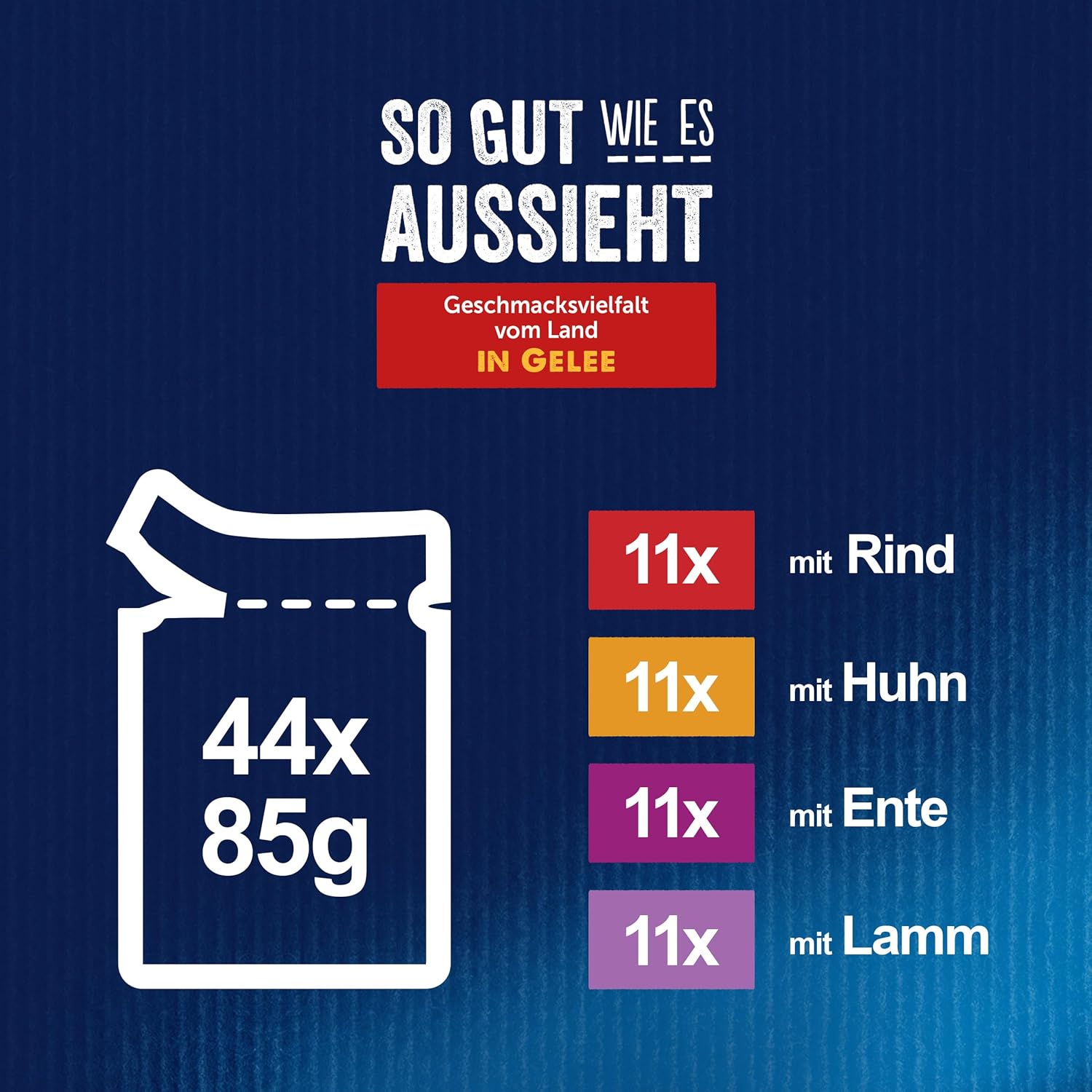 Felix So gut wie es aussieht Geschmacksvielfalt vom Land in Gelee Katzennassfutter, 44er Pack (44 x 85g)