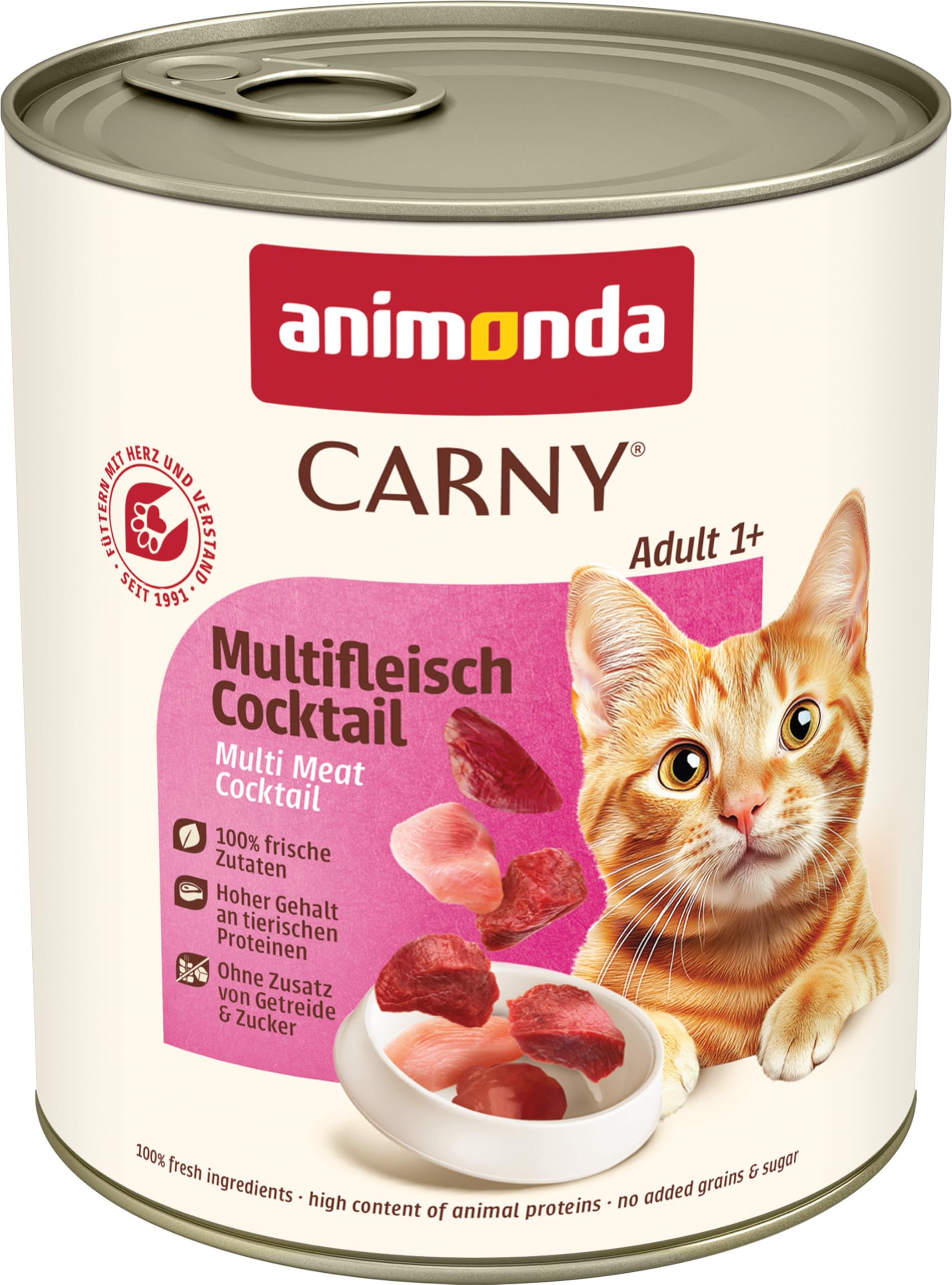 animonda Carny Adult Huhn + Lachs (6 x 400 g), Katzennassfutter für ausgewachsene Katzen, Nassfutter mit 100 % frischen, fleischlichen Zutaten, Katzenfutter ohne Getreide und Zucker