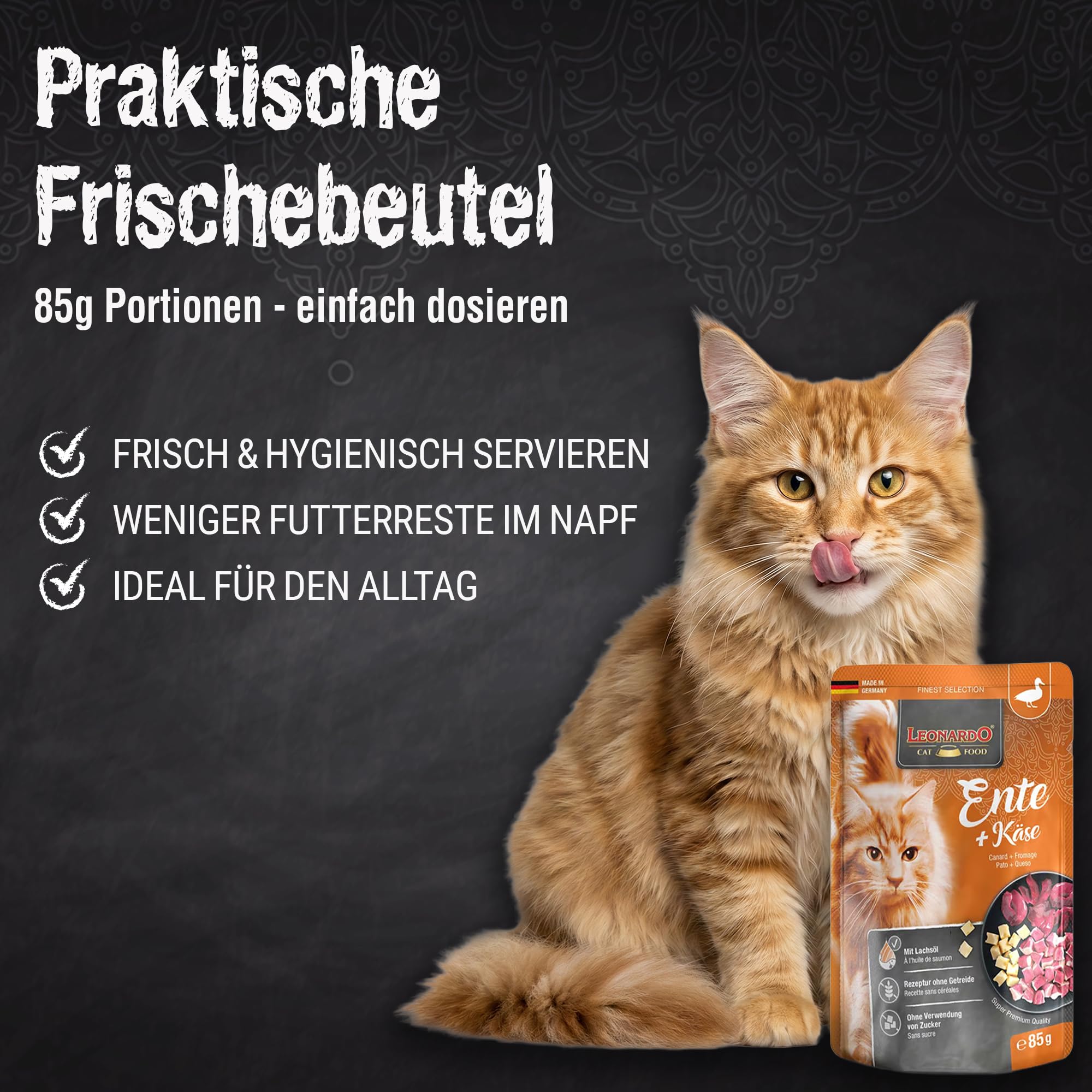 LEONARDO Frischebeutel [16x85g Kaninchen + Cranberries] | Getreidefreies Nassfutter für Katzen | Feuchtfutter Alleinfutter im Einzelportionsbeutel