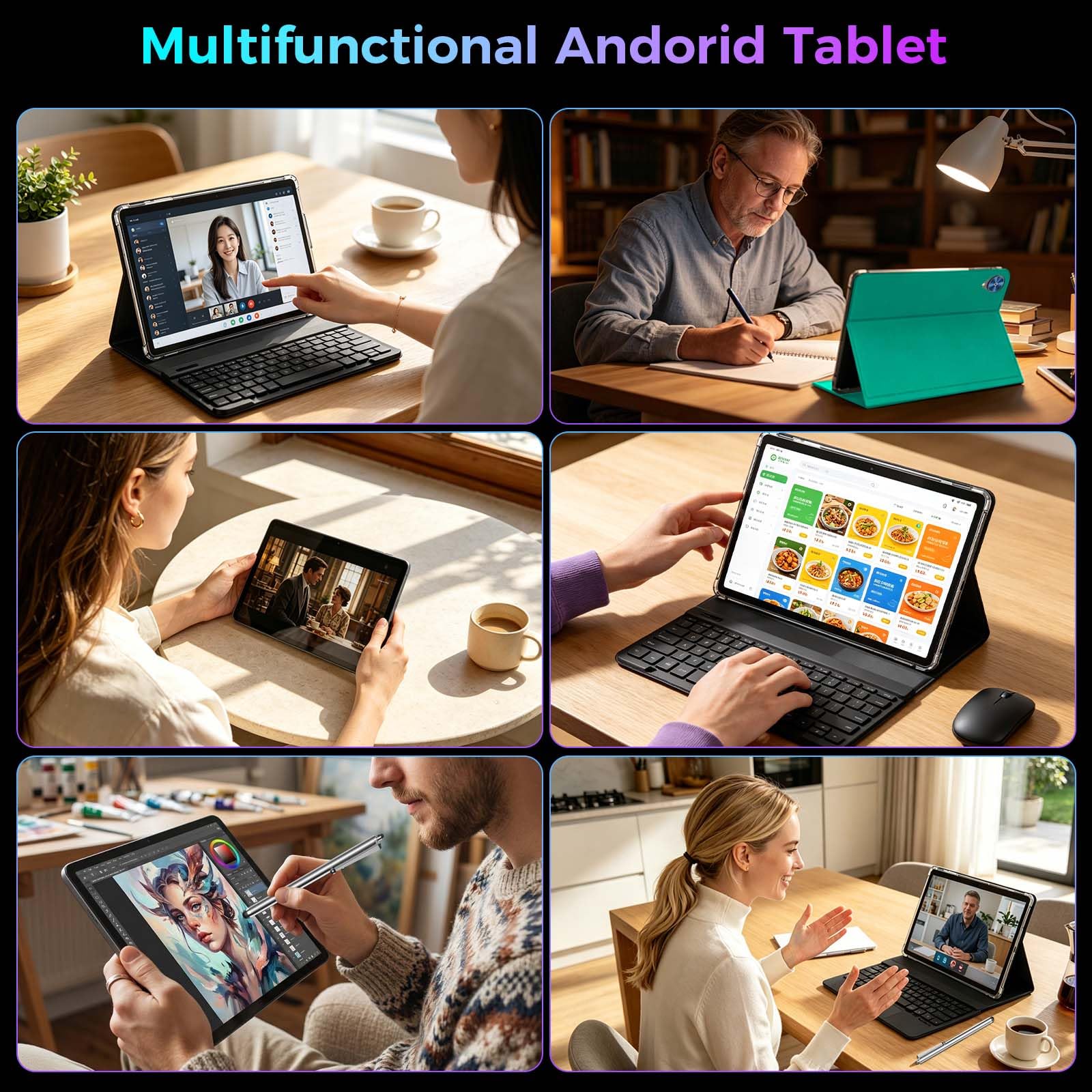 2026 Gemini AI Android 16 Tablet, 10 inch Tablet with Keyboard, 26GB+256GB (2TB Expand), 2-in-1 Tablets with 8-Core, 5G WiFi, 8000mAh, GMS, GPS, Electronic Tablets PC with Mouse, Case, Stylus (Black)