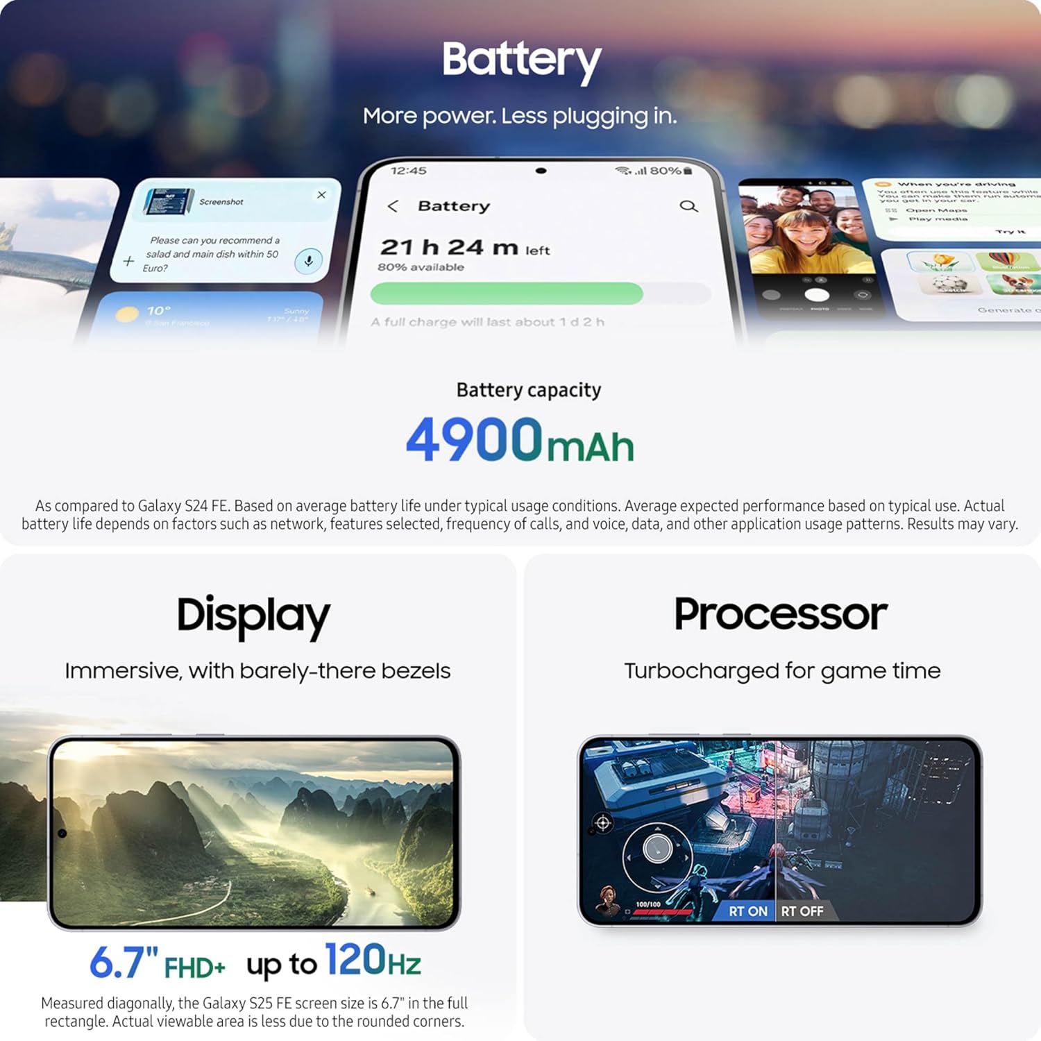 Samsung Galaxy S25 FE Cell Phone (2025), 128GB AI Smartphone, Unlocked Android, Large Display, 4900mAh Battery, High Res-Camera, AI Photo Edits, Durable, US 1 Yr Warranty, Icyblue