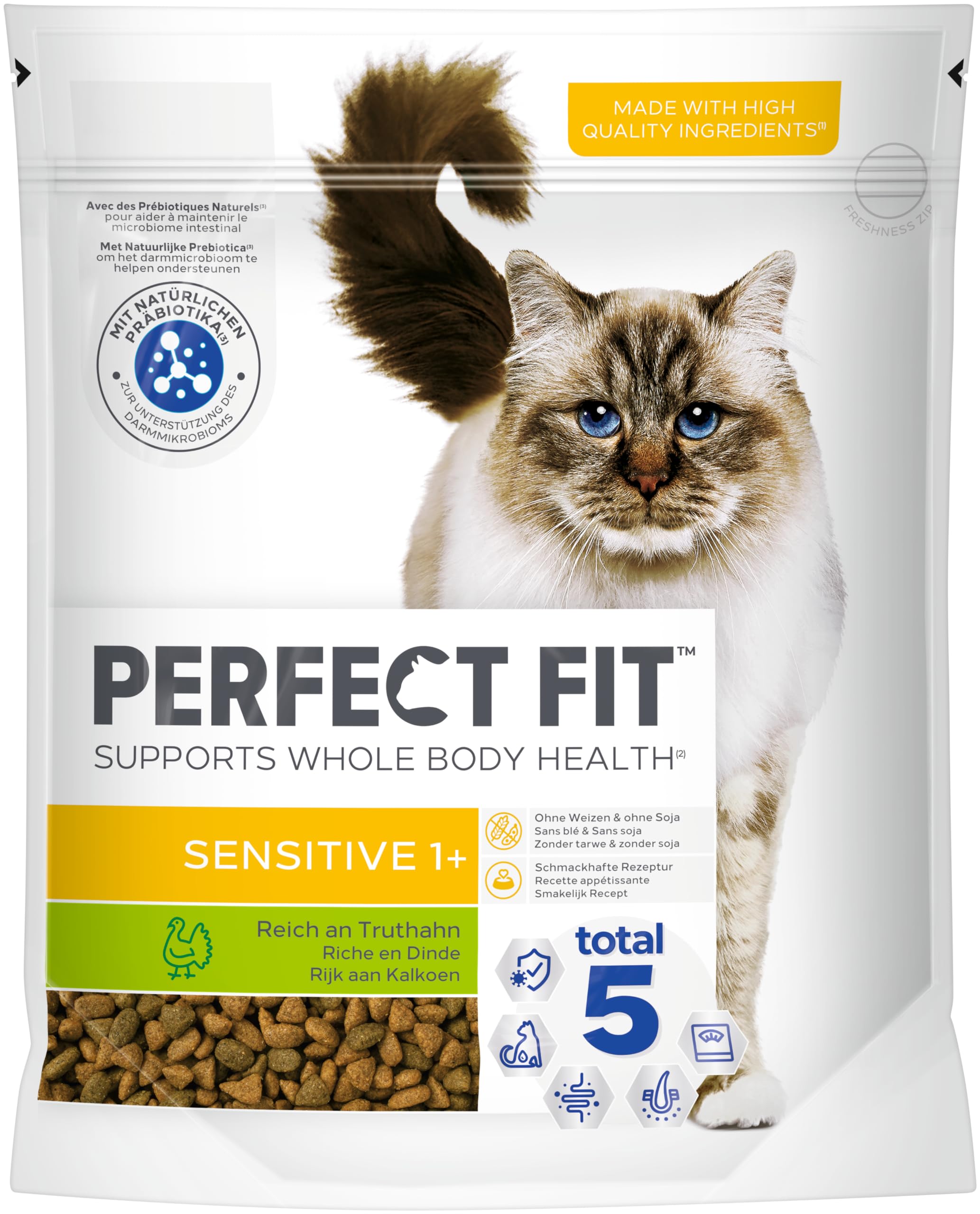 PERFECT FIT Adult Trockenfutter für erwachsene, sensitive Katzen ab 1 Jahr - Truthahn, 7 kg (1 Beutel)