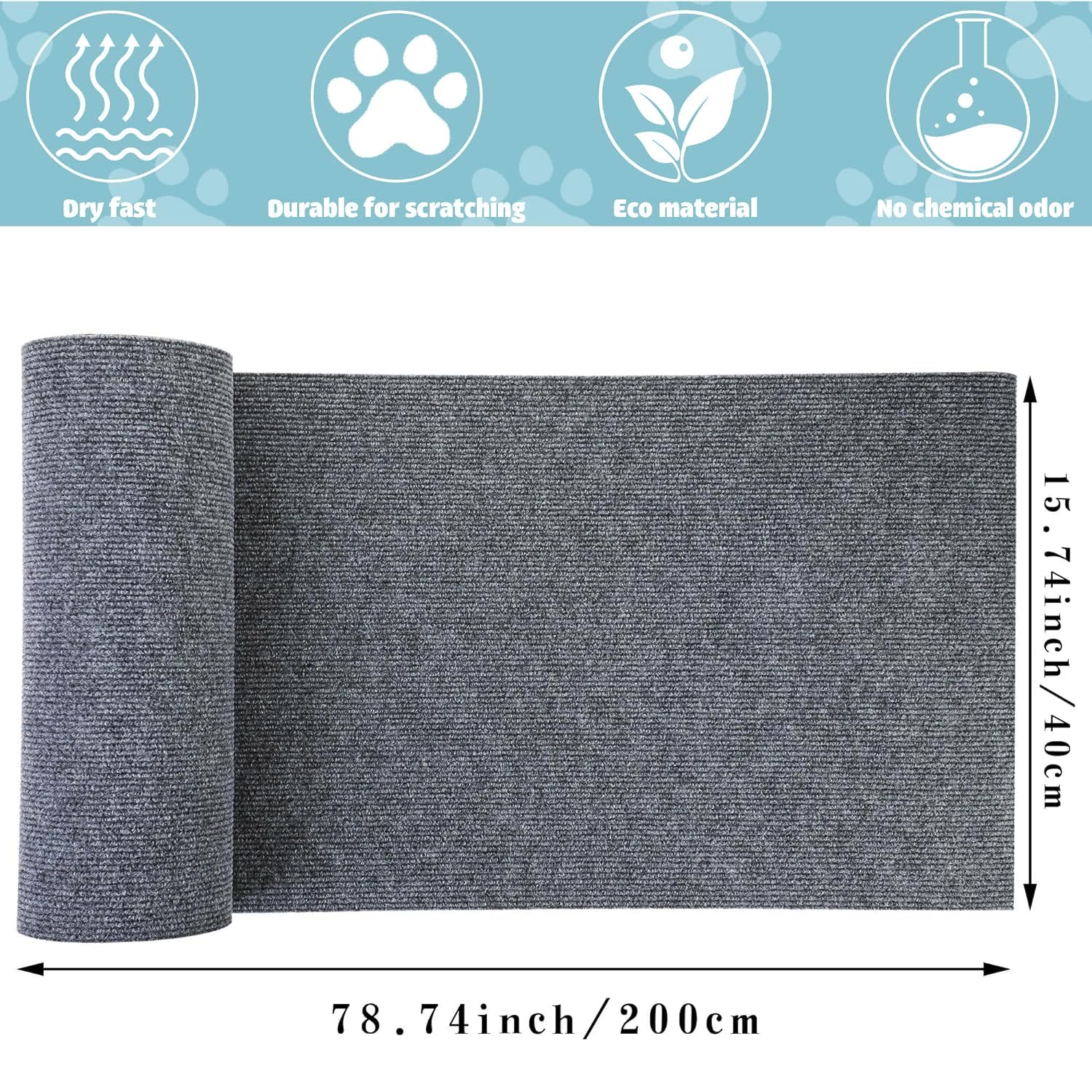 200cmx40cm Selbstklebend Kratzmatte, DIY Kratzbrett, Kratzschutz Sofa, Katzenkratzmatte, AntiKratz Tape für Katzenständer, Holzgriff, Katzenturm