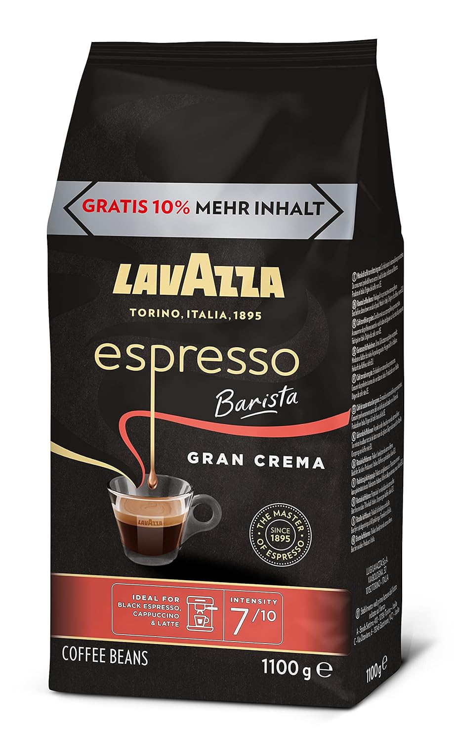 Lavazza, Espresso Italiano Cremoso, Arabica und Robusta Kaffeebohnen, mit Aromanoten von Gewürzen und Kakao, Intensität 8/10, Mittlere Röstung, 1 Packung mit 1 Kg