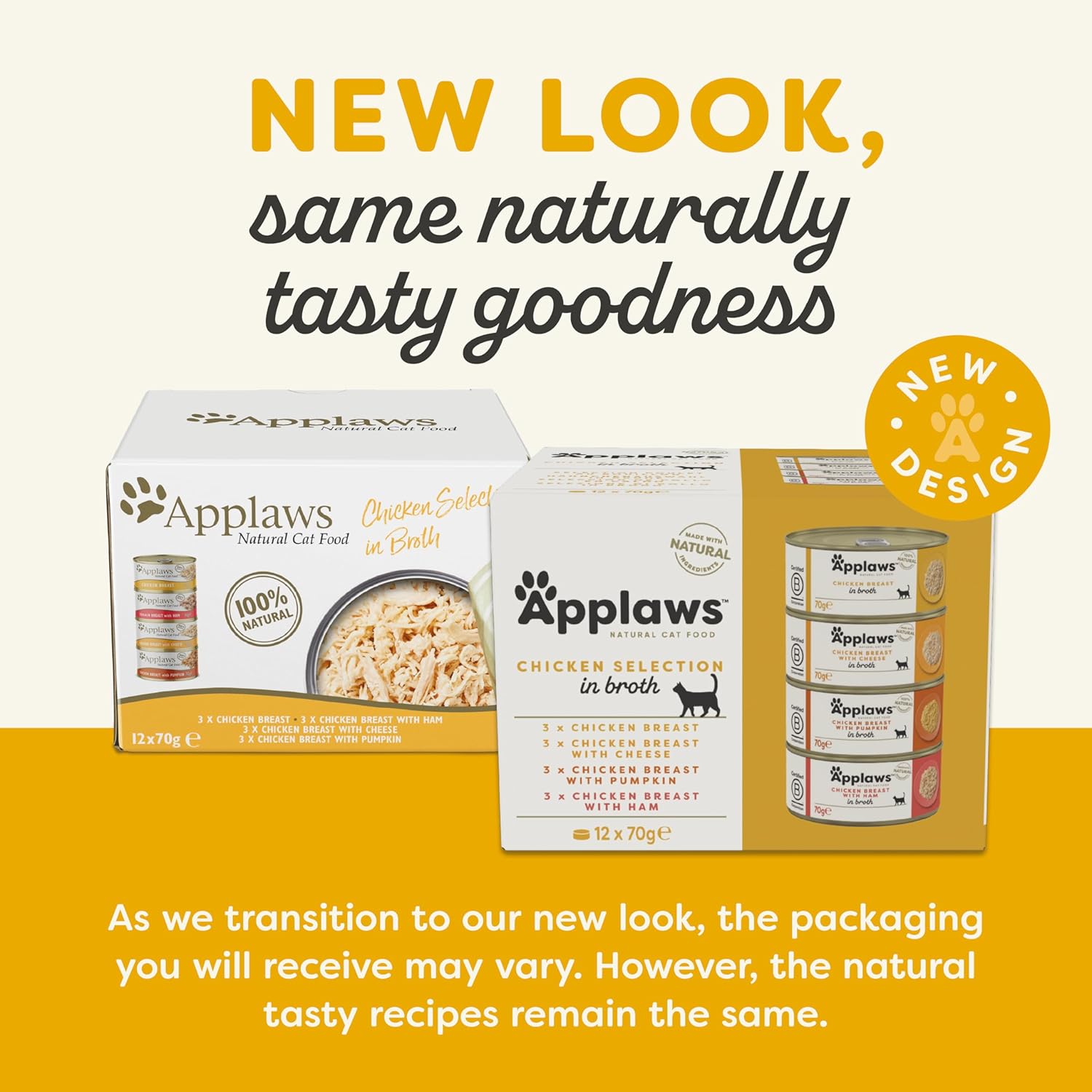 Applaws 100% Natural Thunfischfilet Nassfutter in Brühe für ausgewachsene Katzen - 24 x 70g Dosen