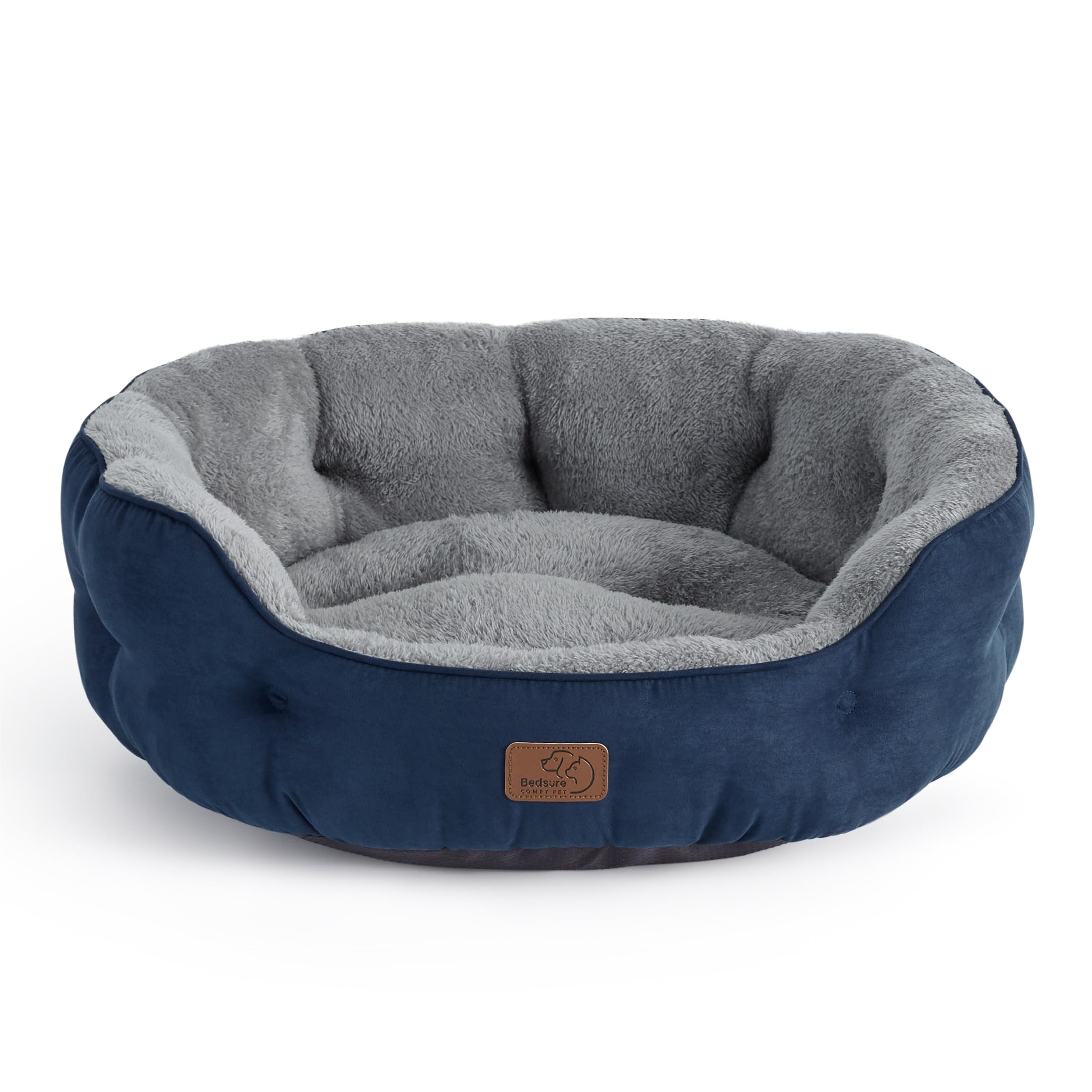 BEDSURE Katzenbett waschbar Katzen Bettchen - 51x48x15cm Katzenkorb mit Zweiseitig Innenkissen Katzenschlafplatz für Katzen oder kleine Hunde,Grau