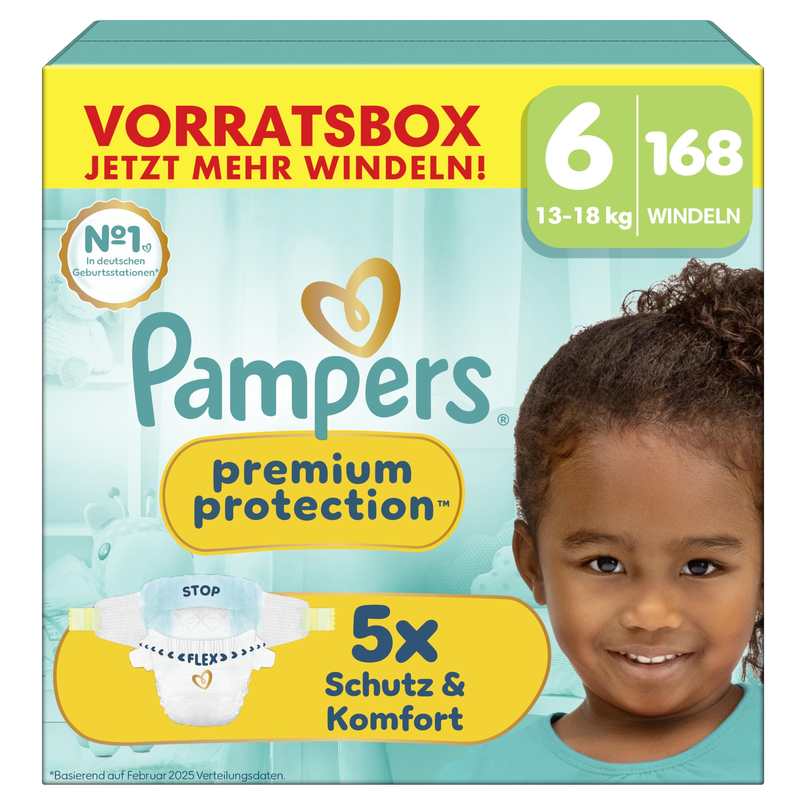Pampers Premium Protection Größe 4, 186 Windeln, 9kg-14kg, unser Nr. 1 Haut- und Auslaufschutz