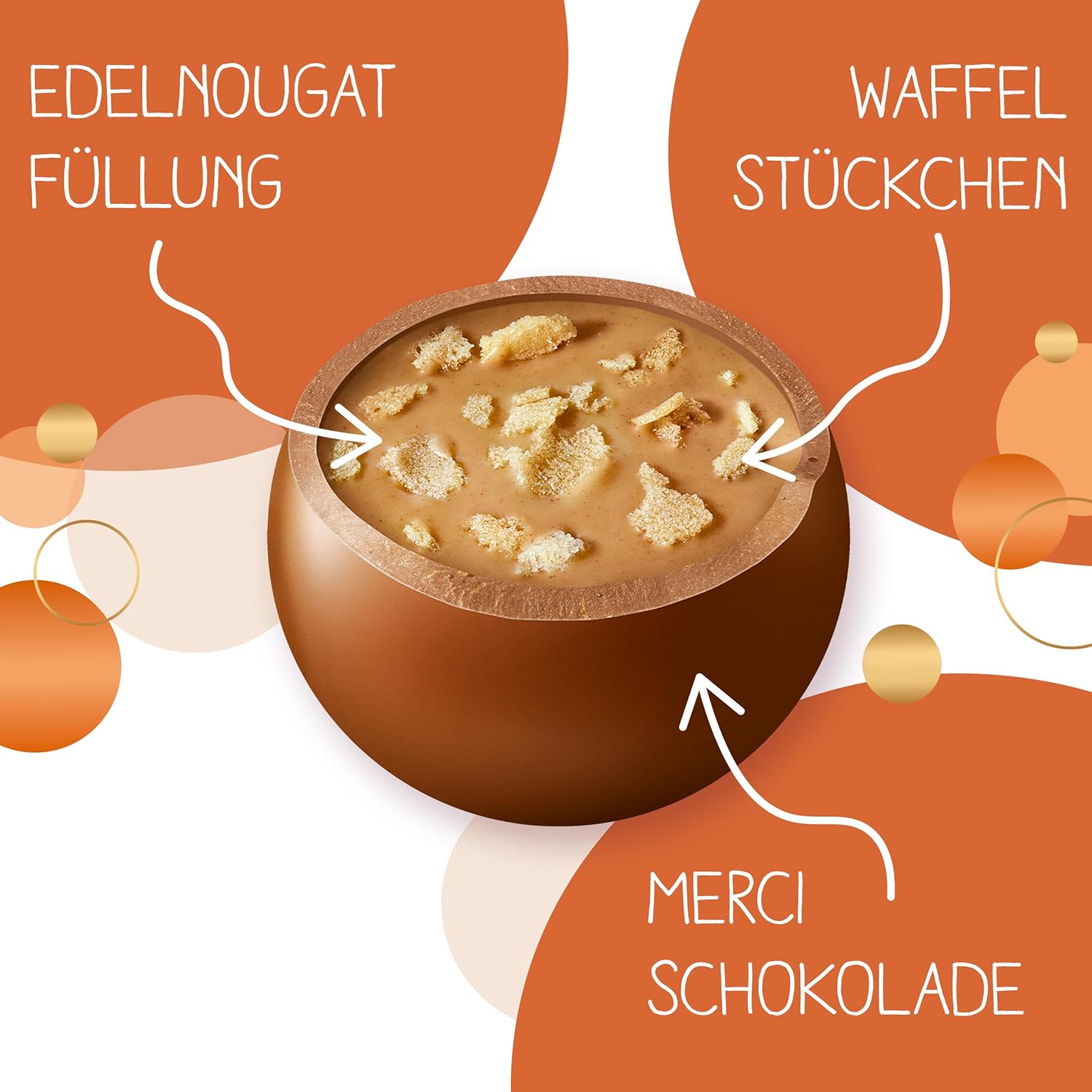 merci lovelies Classic – 1 x 185 g – Pralinen-Schachtel mit 5 gefüllten Schokoladen-Spezialitäten – Schokokugeln zum Teilen & Verschenken