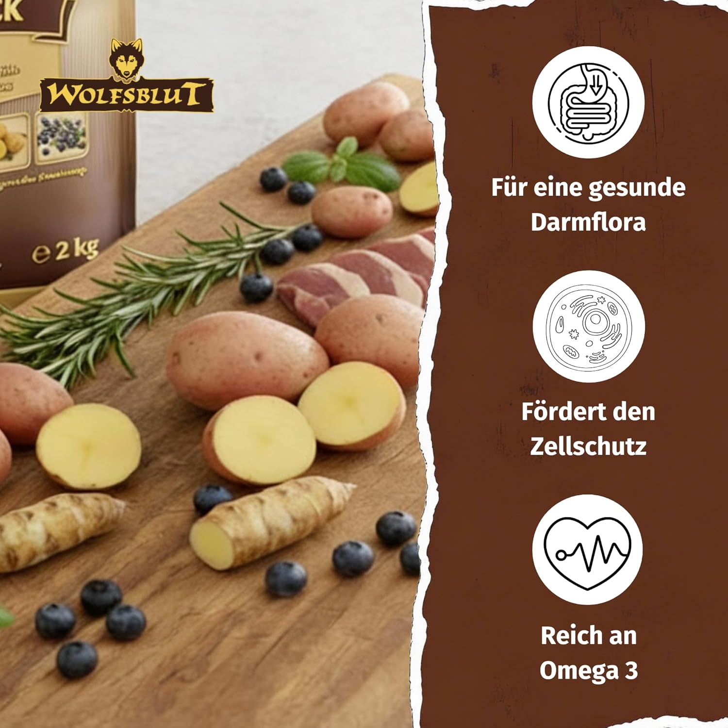 WOLFSBLUT – Wild Duck Adult | Trockenfutter mit natürlichen Zutaten und Superfoods für ausgewachsene Hunde. Getreidefreies Alleinfutter ohne Zusatzstoffe im Beutel | 12,5kg Ente