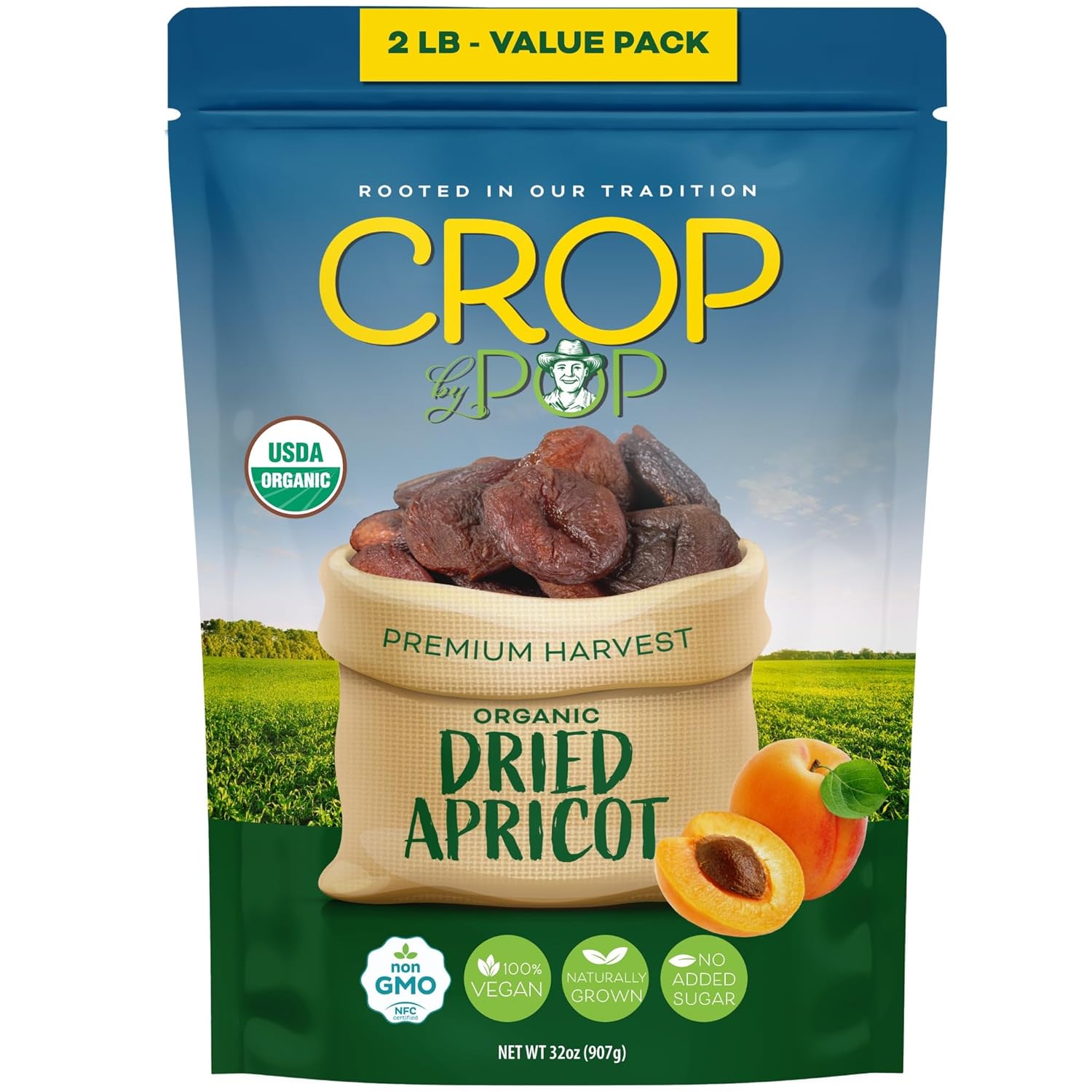 NUT CRAVINGS - Dried California Peaches, No Sugar Added, Unsweetened (16oz, 1 LB) Sweet Healthy Snack, Vegan, Kosher, Resealable Bag