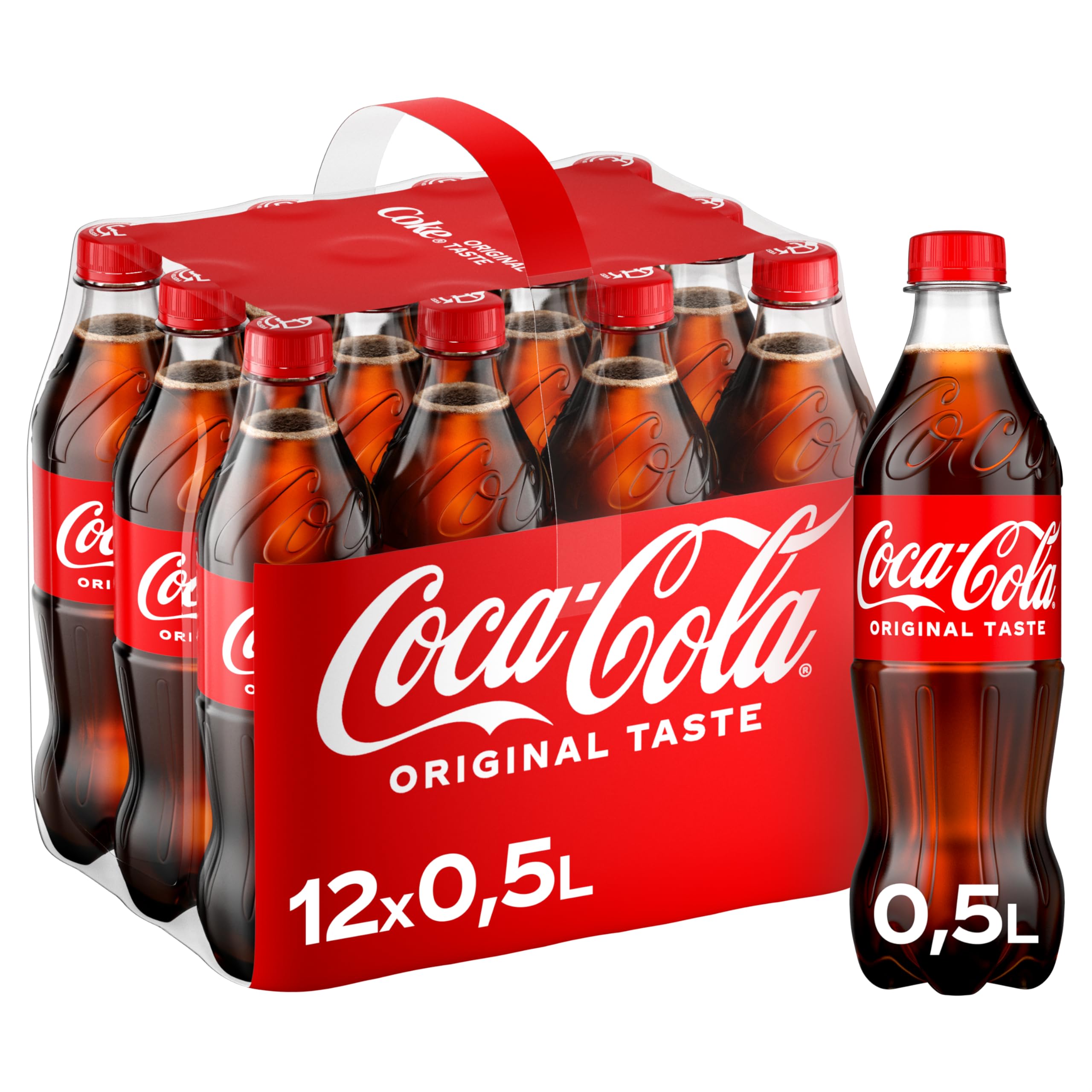 Coca-Cola Classic - pure Erfrischung mit unverwechselbarem Coke-Geschmack in stylischem Kultdesign - Einweg Flasche (12 x 500 ml)
