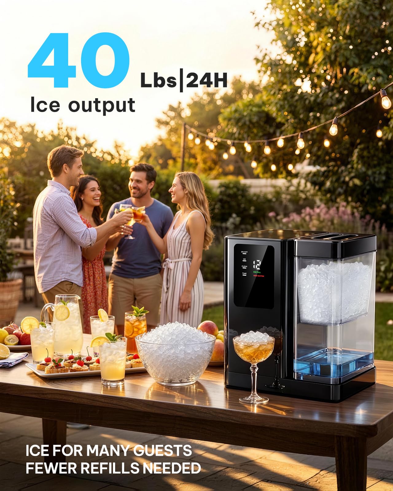 Nugget Ice Maker Countertop, Silonn Chewable Pellet Ice Machine with Self-Cleanin Function, 36lbs/24H Portable Ice Makers for Home Kitchen Officce, Black