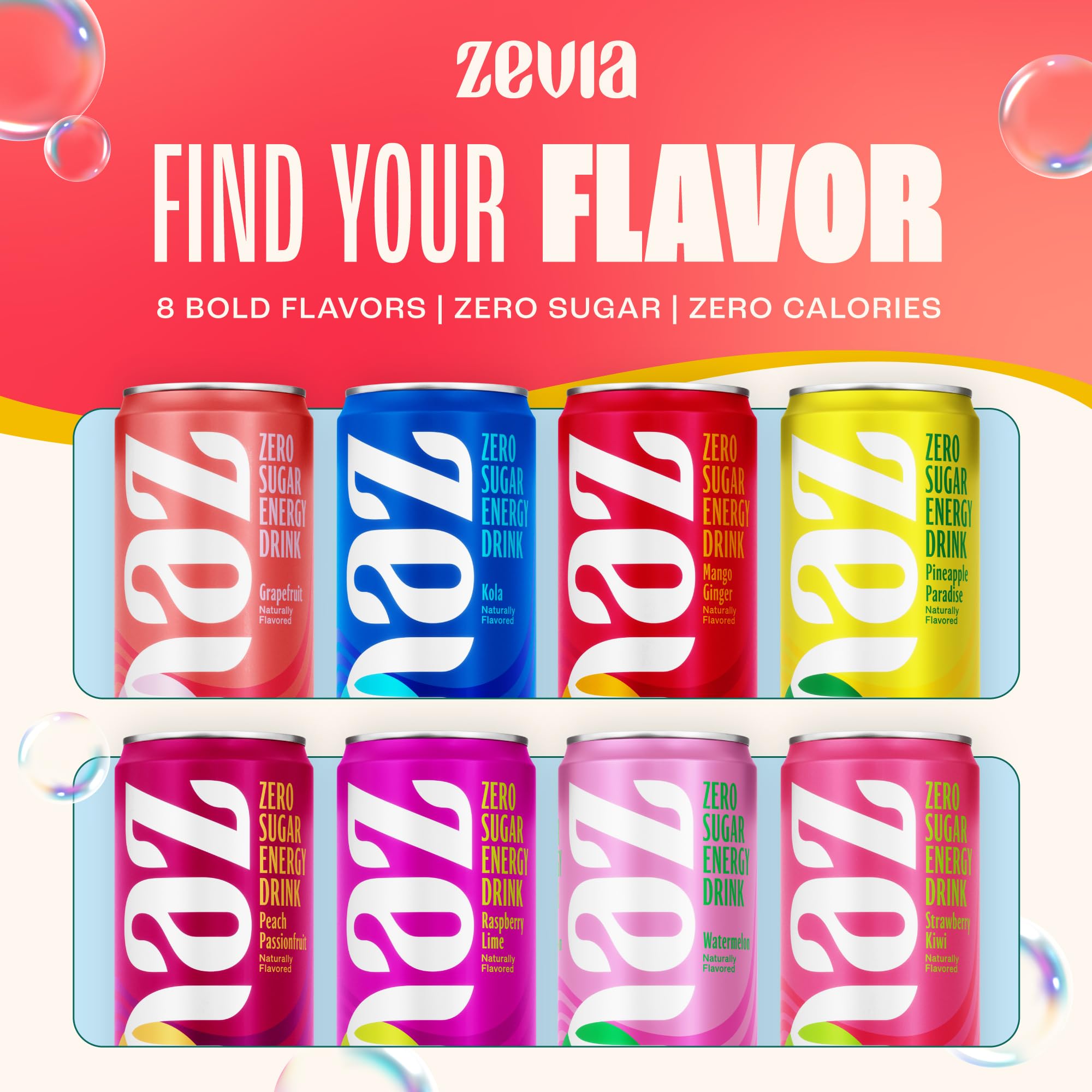 Zevia Zero Sugar Energy Drink, Classic Variety Pack, 12 oz Cans (12-Pack) – Naturally Sweetened, Non-GMO Project Verified, Gluten-Free, Vegan