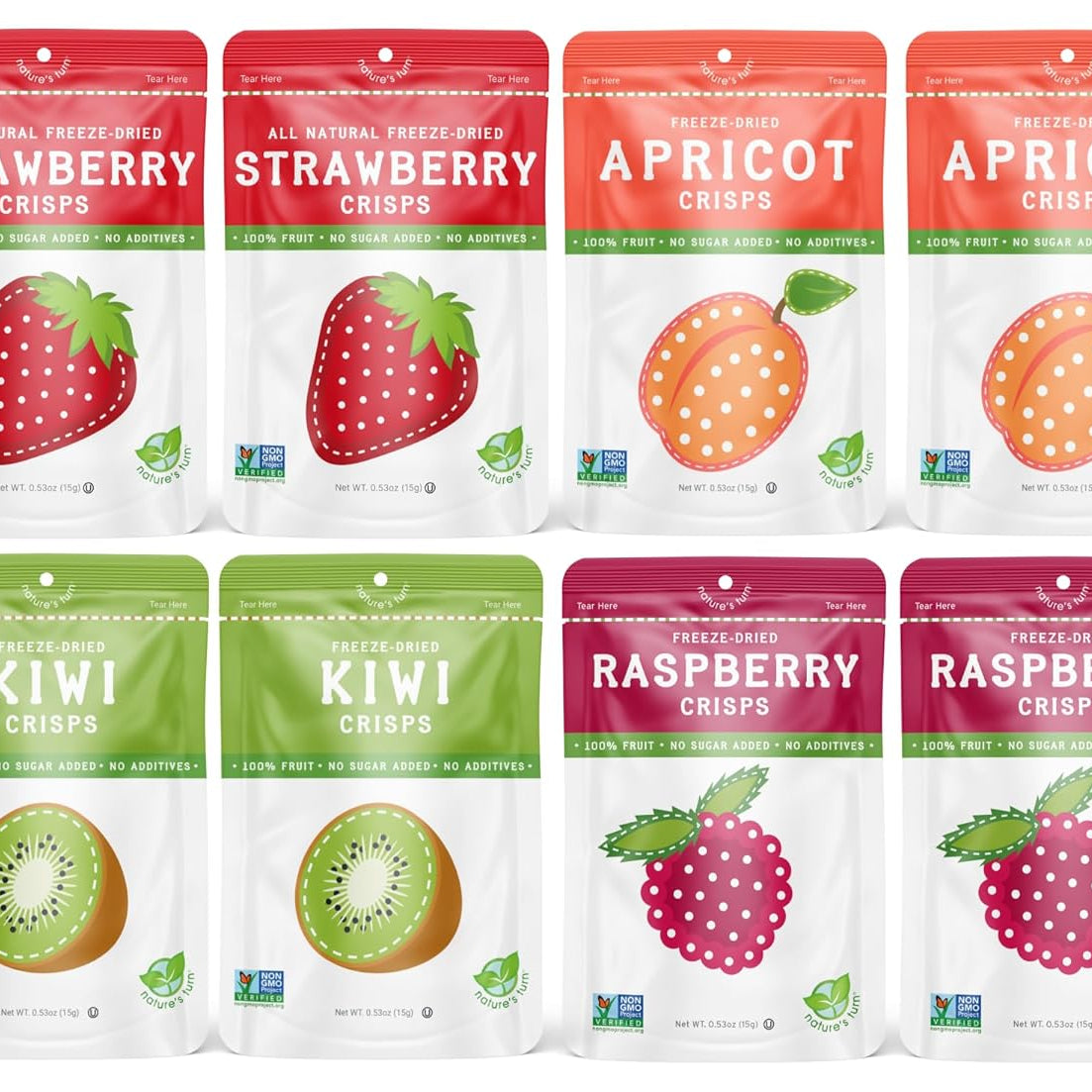 Nature’s Turn Freeze-Dried Strawberry Crisps – Healthy, Gluten-Free, Crispy & Delicious, Plant-Based Snack, Ideal for Cereal, Smoothies, School Lunches, & On-the-Go, Bags of 12 (0.53 oz Each)