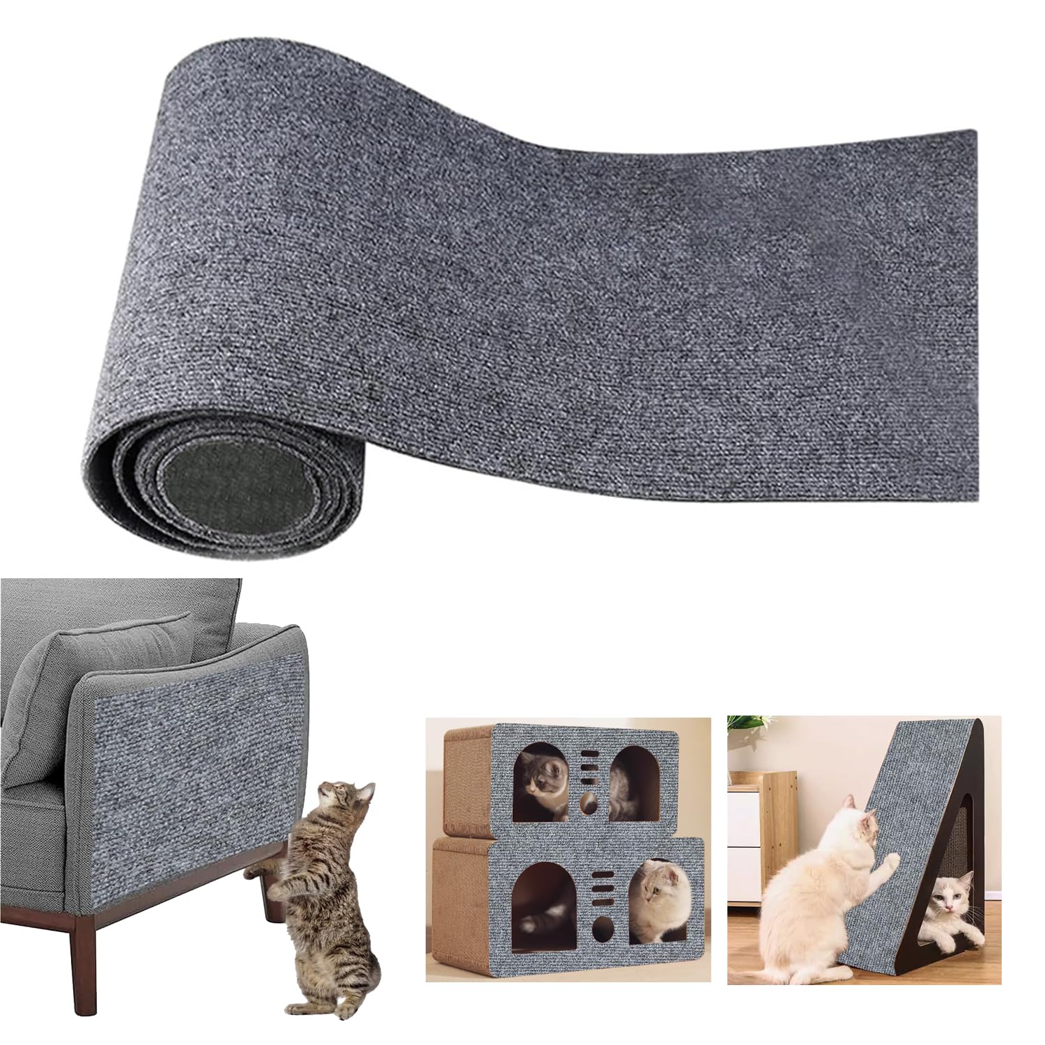 200cmx40cm Selbstklebend Kratzmatte, DIY Kratzbrett, Kratzschutz Sofa, Katzenkratzmatte, AntiKratz Tape für Katzenständer, Holzgriff, Katzenturm