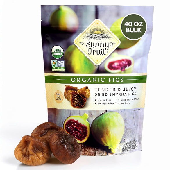 Sunny Fruit Soft Organic Turkish Dried Figs, 2.5 Pound Bulk Bag | No Preservatives, No Sugar Added | Healthy, Naturally Sweet Snack | Whole Dried Fruits | ORGANIC, NON-GMO, VEGAN, HALAL, KOSHER