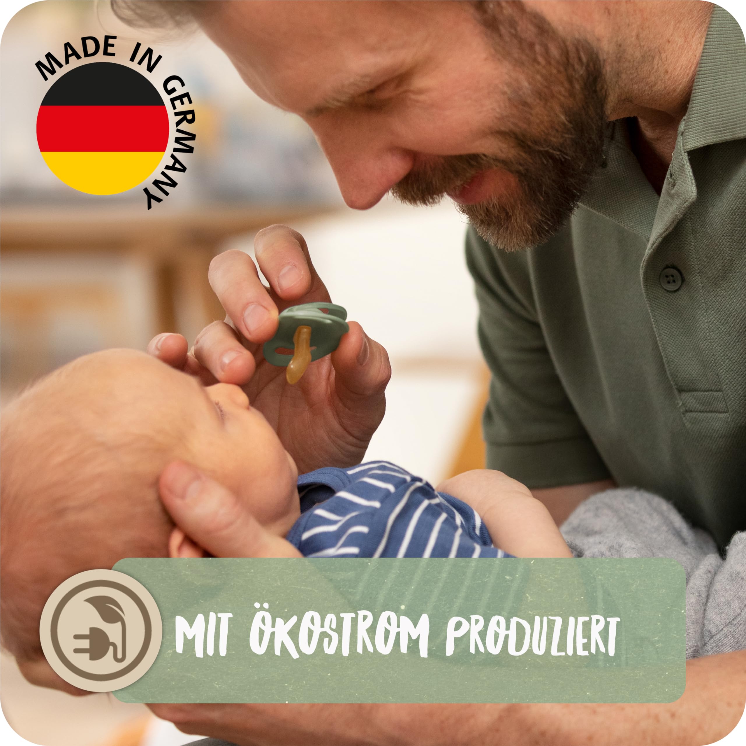 NUK for Nature Babyschnuller | 0-6 Monate | Nachhaltige Gummischnuller | Über 98 % natürliche Rohstoffe | Eukalyptusgrün | 2 Stück