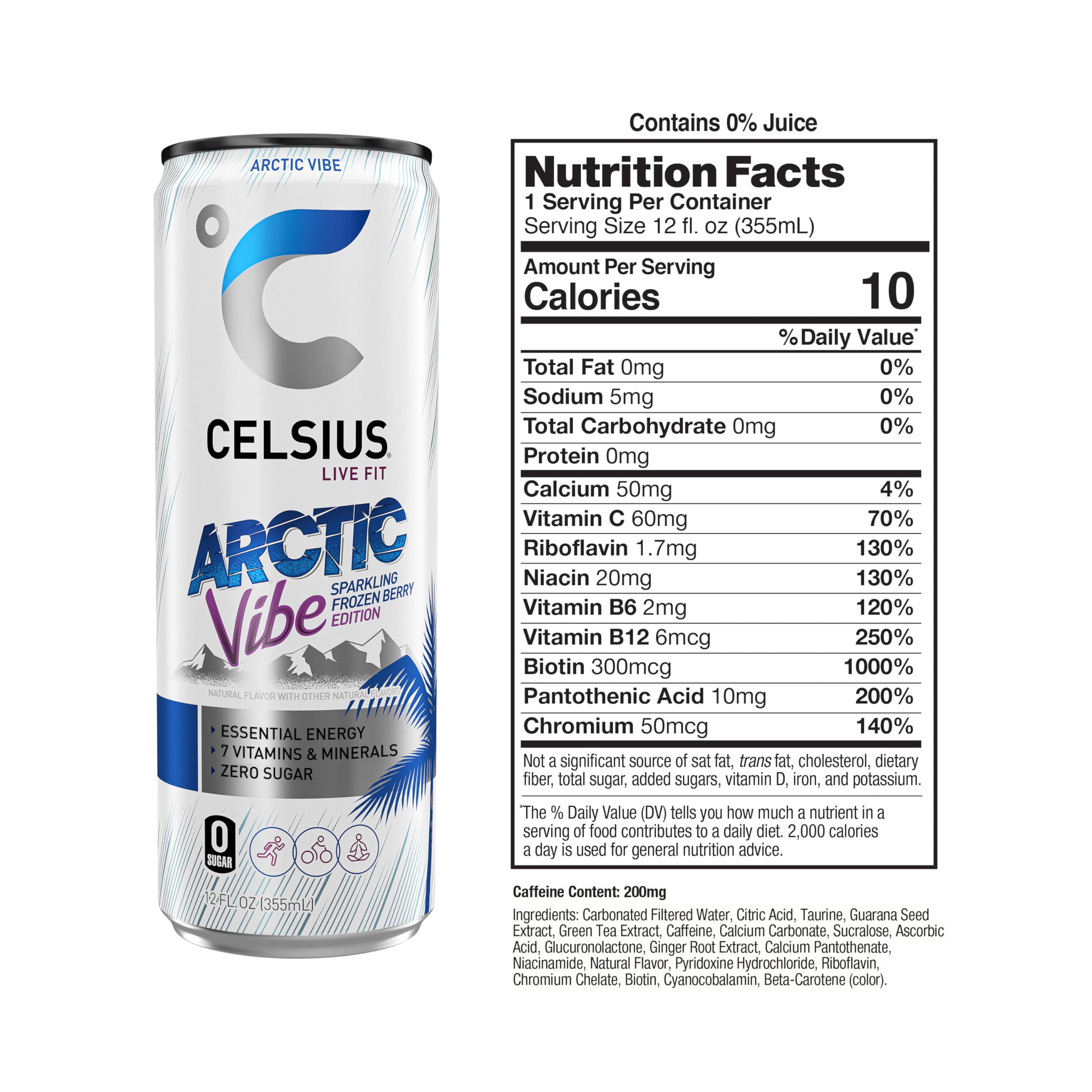 CELSIUS ASTRO VIBE Sparkling Blue Razz, Sugar Free Energy Drink, 12 Fl Oz (Pack of 12)